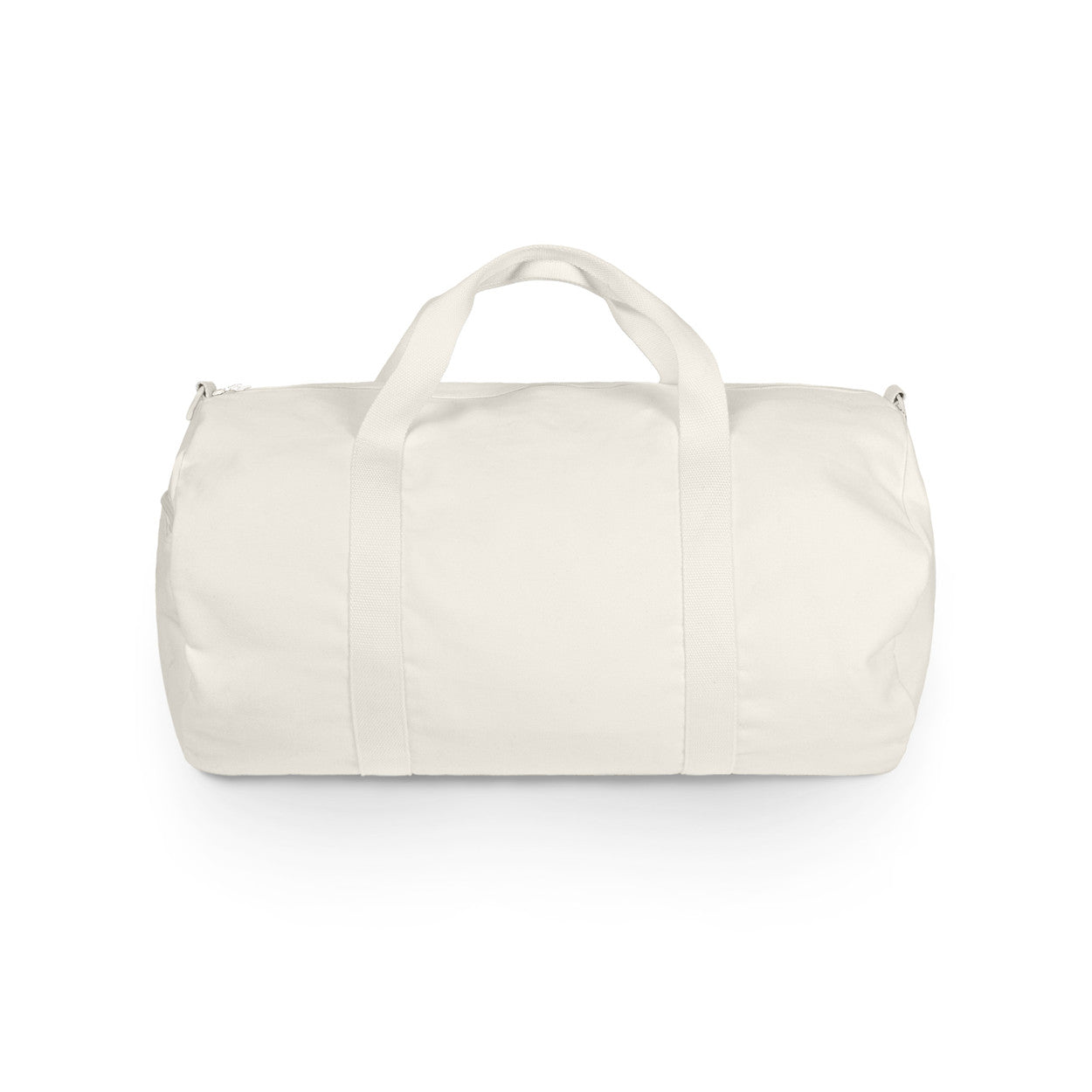 cream canvas duffel bag product photo, organic cotton custom branded travel accessory