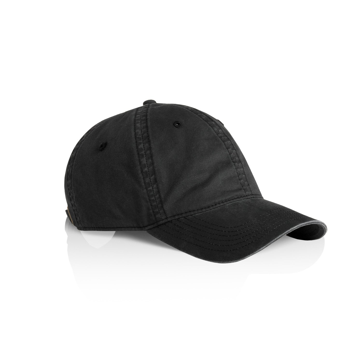 Black unisex cotton baseball cap on a white background