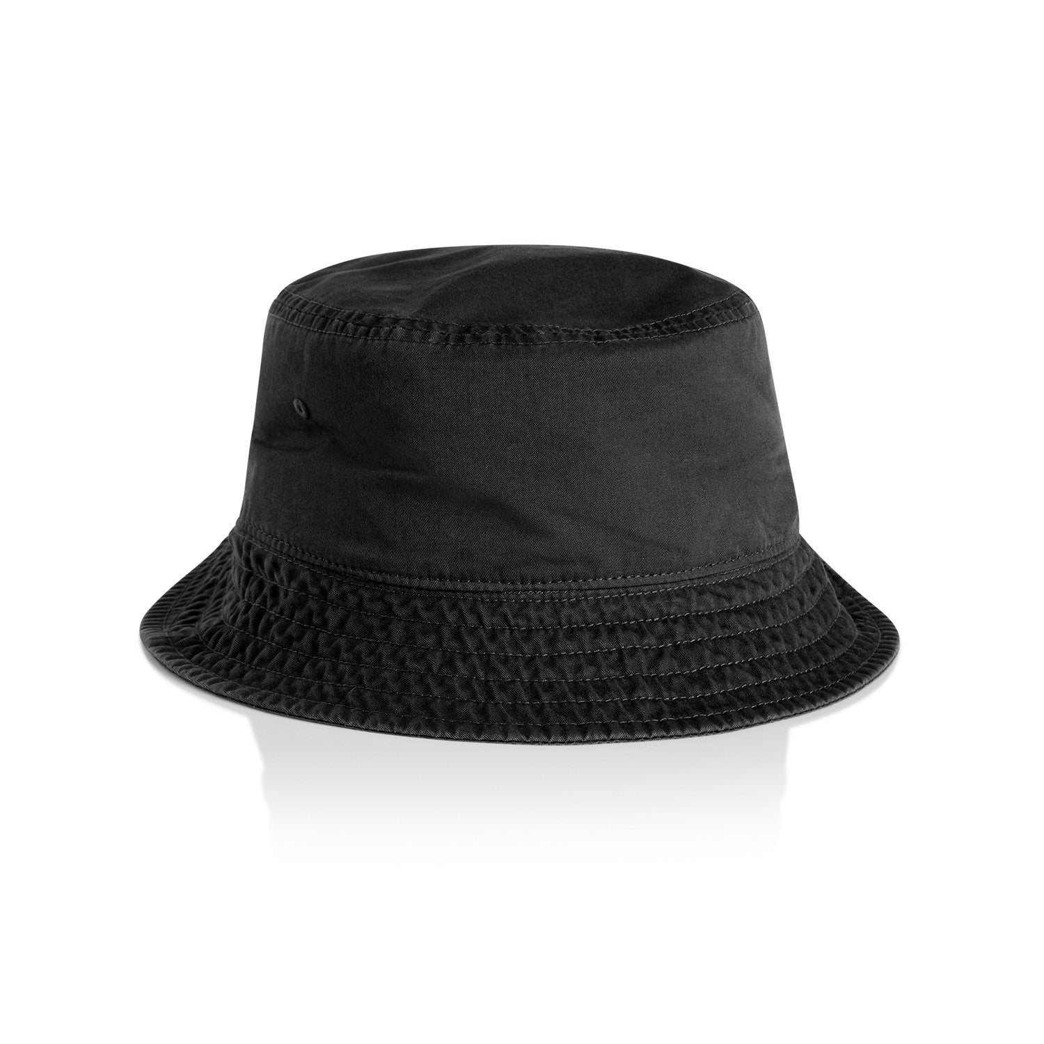Black unisex cotton bucket hat on a white background