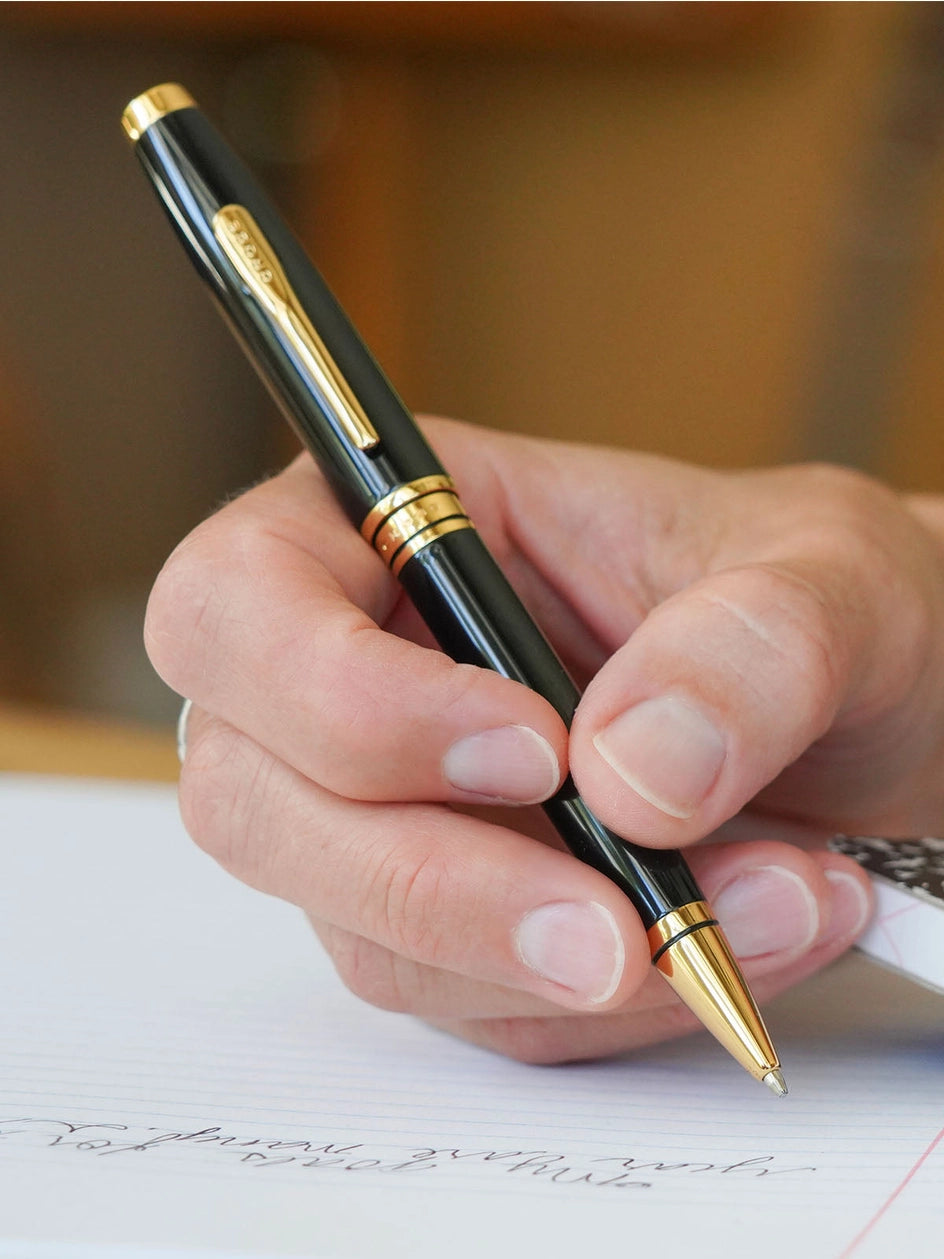 Premium corporate ballpoint pen with gold accents