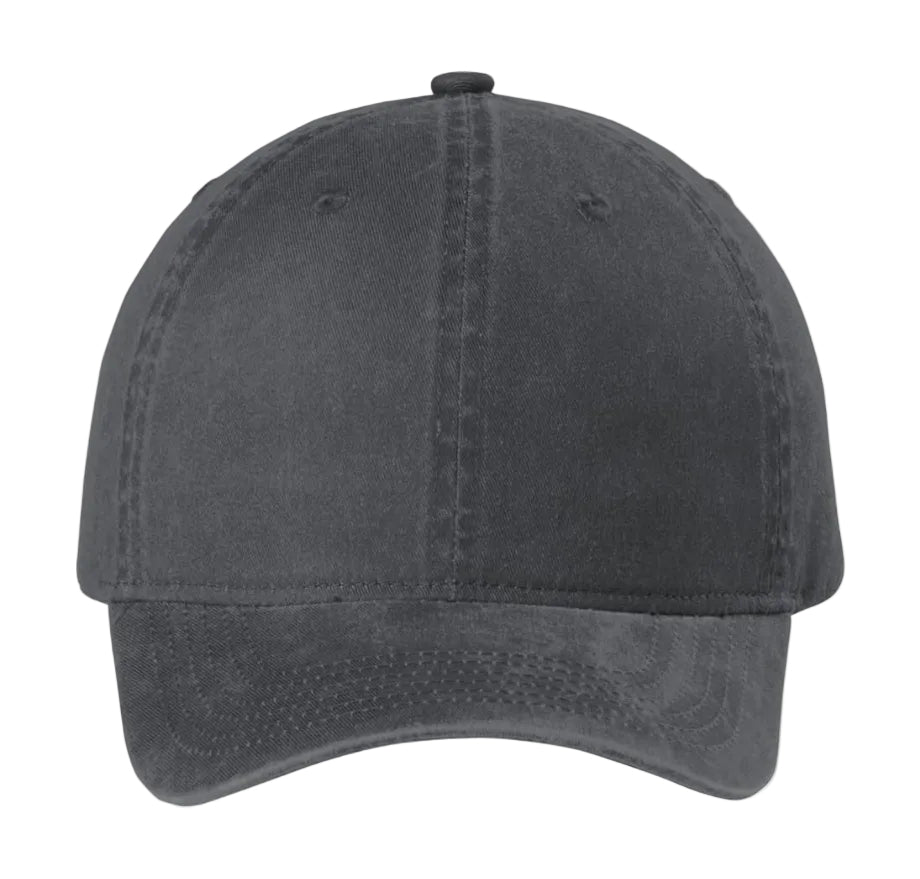 Washed black low profile cap front view