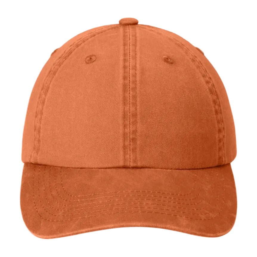 Orange vintage washed baseball cap front view