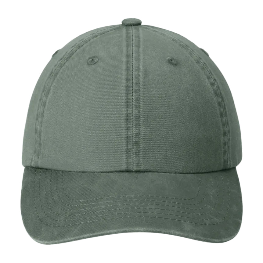 Olive green relaxed baseball cap front view