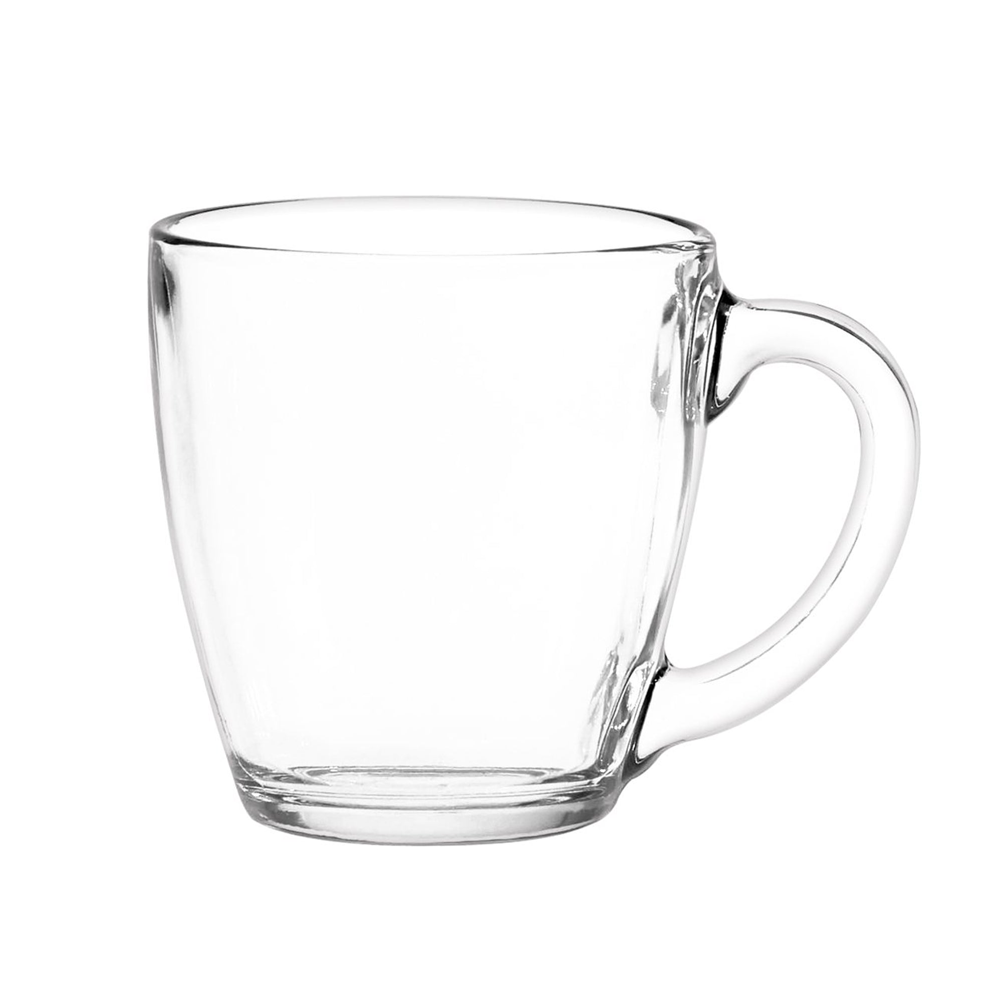 clear glass coffee mug with handle, customizable transparent mug for branded merchandise