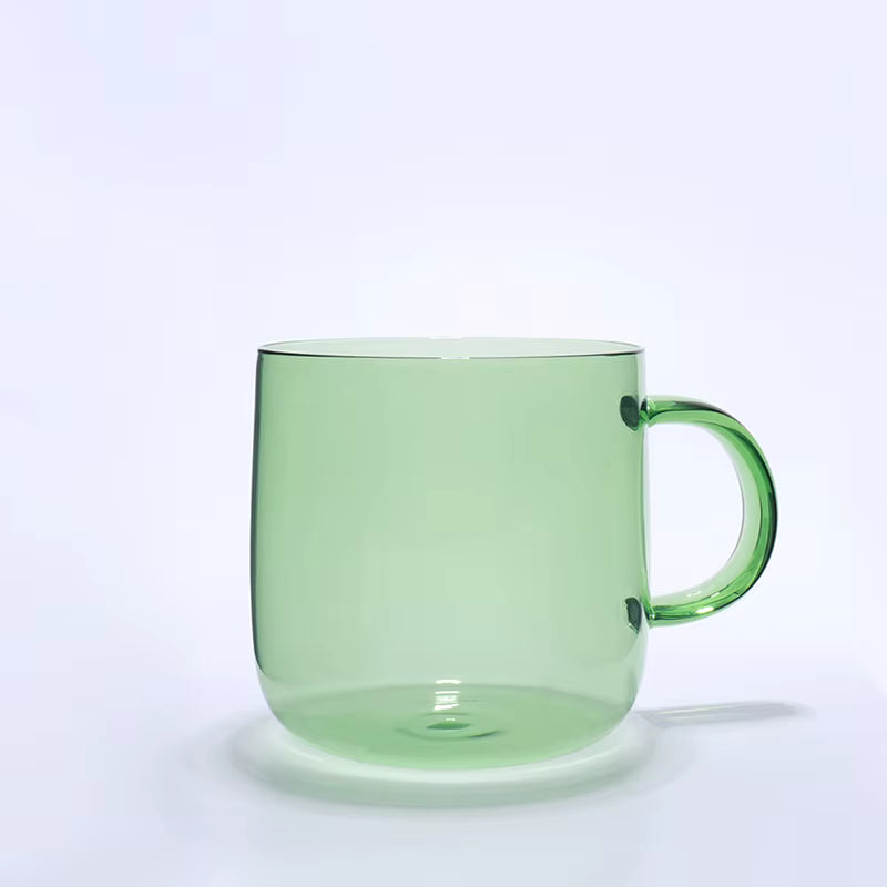green glass mug product photo isolated on background, custom logo merchandise