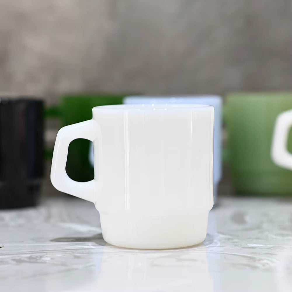white ceramic mug side view lifestyle image, eco-friendly custom branded product