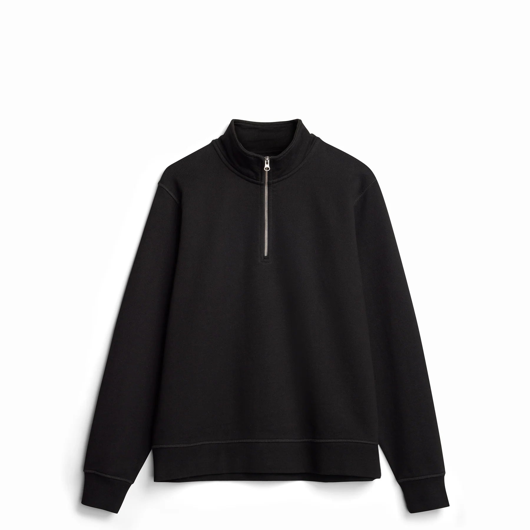 The Traveler Pullover black unisex quarter zip sweatshirt front view