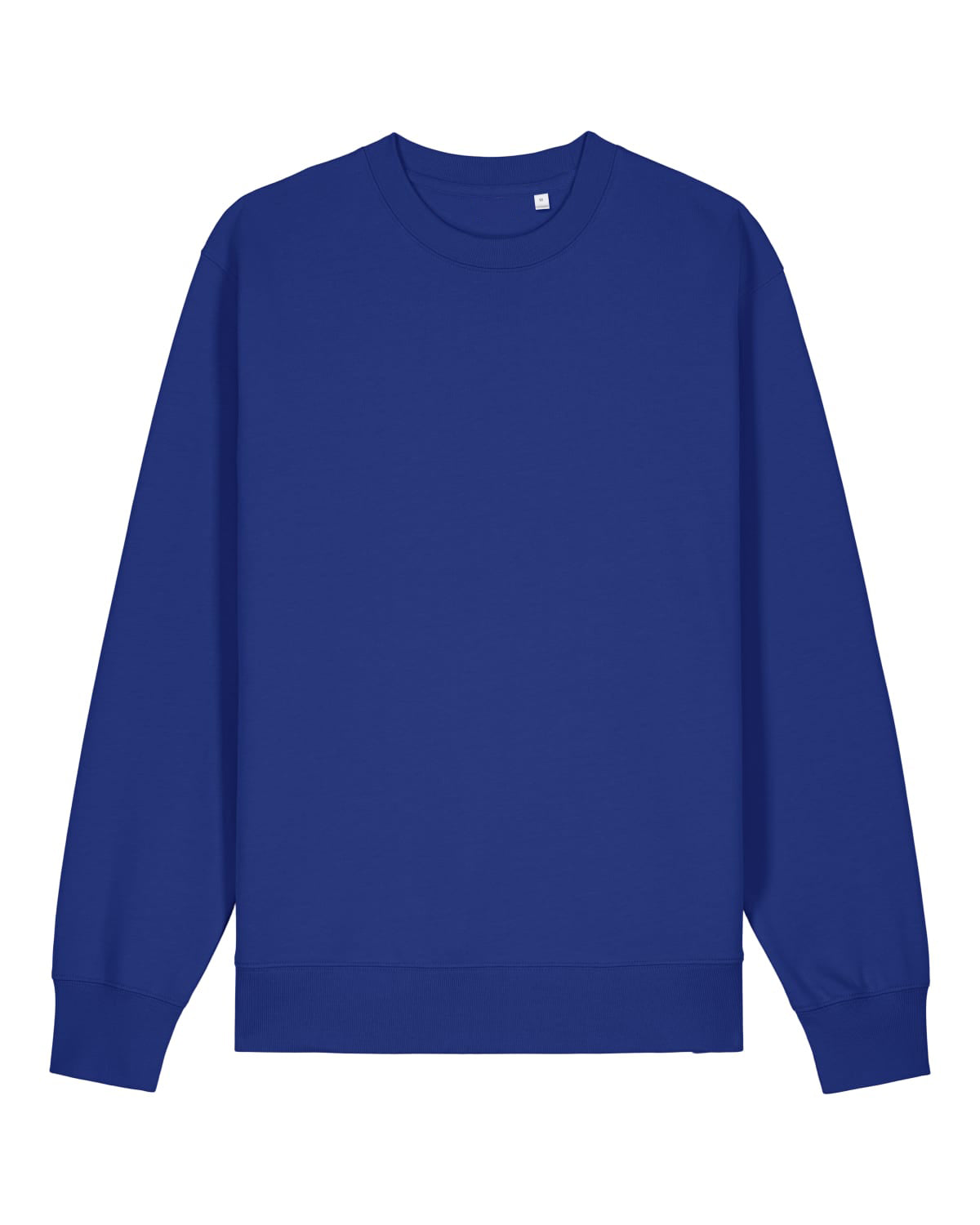 Blue unisex cotton sweatshirt on a white background