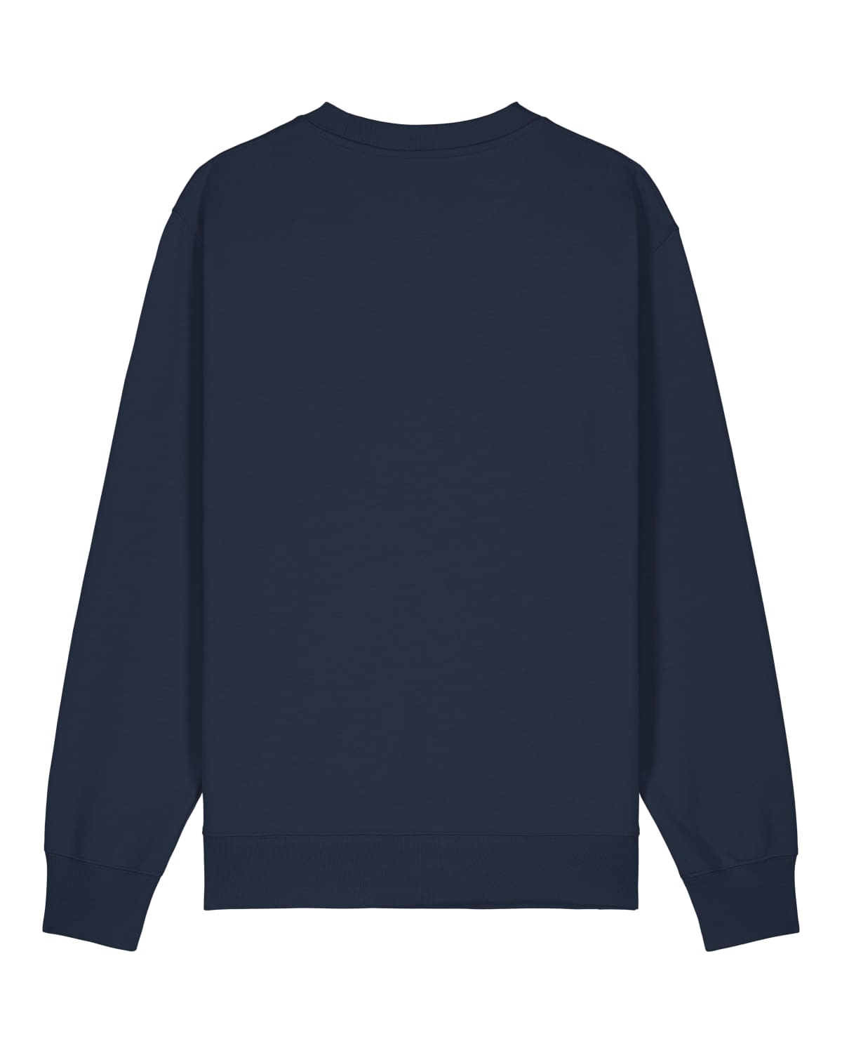 Navy blue unisex cotton sweatshirt on a white background