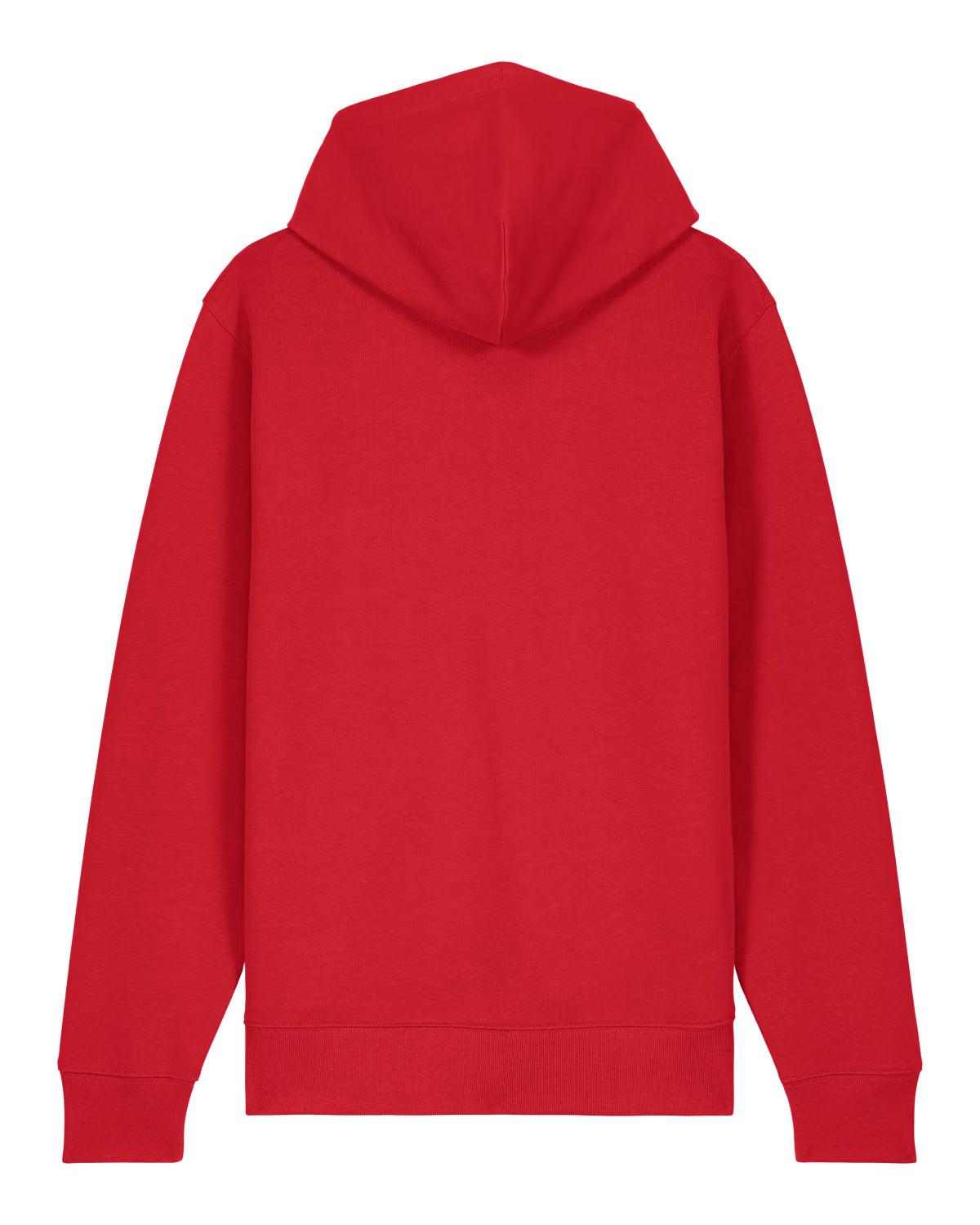 Red cotton cotton hoodie shown from the back on a white background