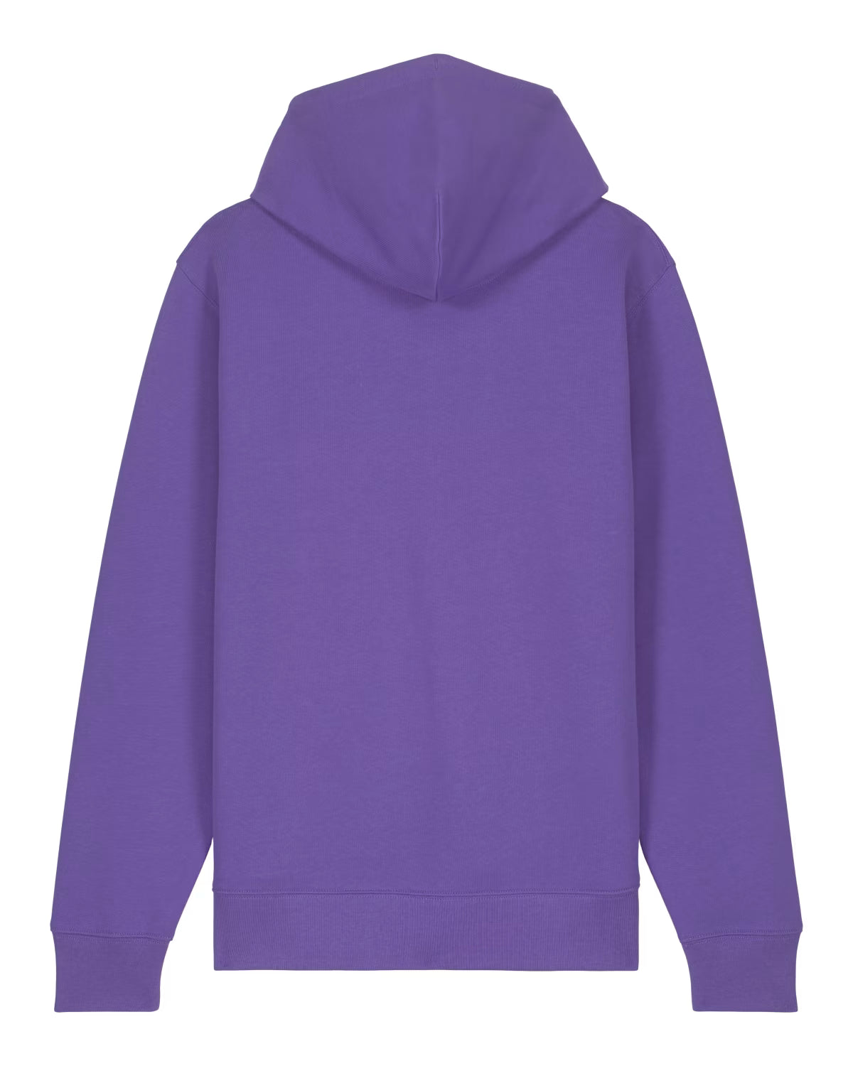 Purple cotton hoodie shown from the back on a white background