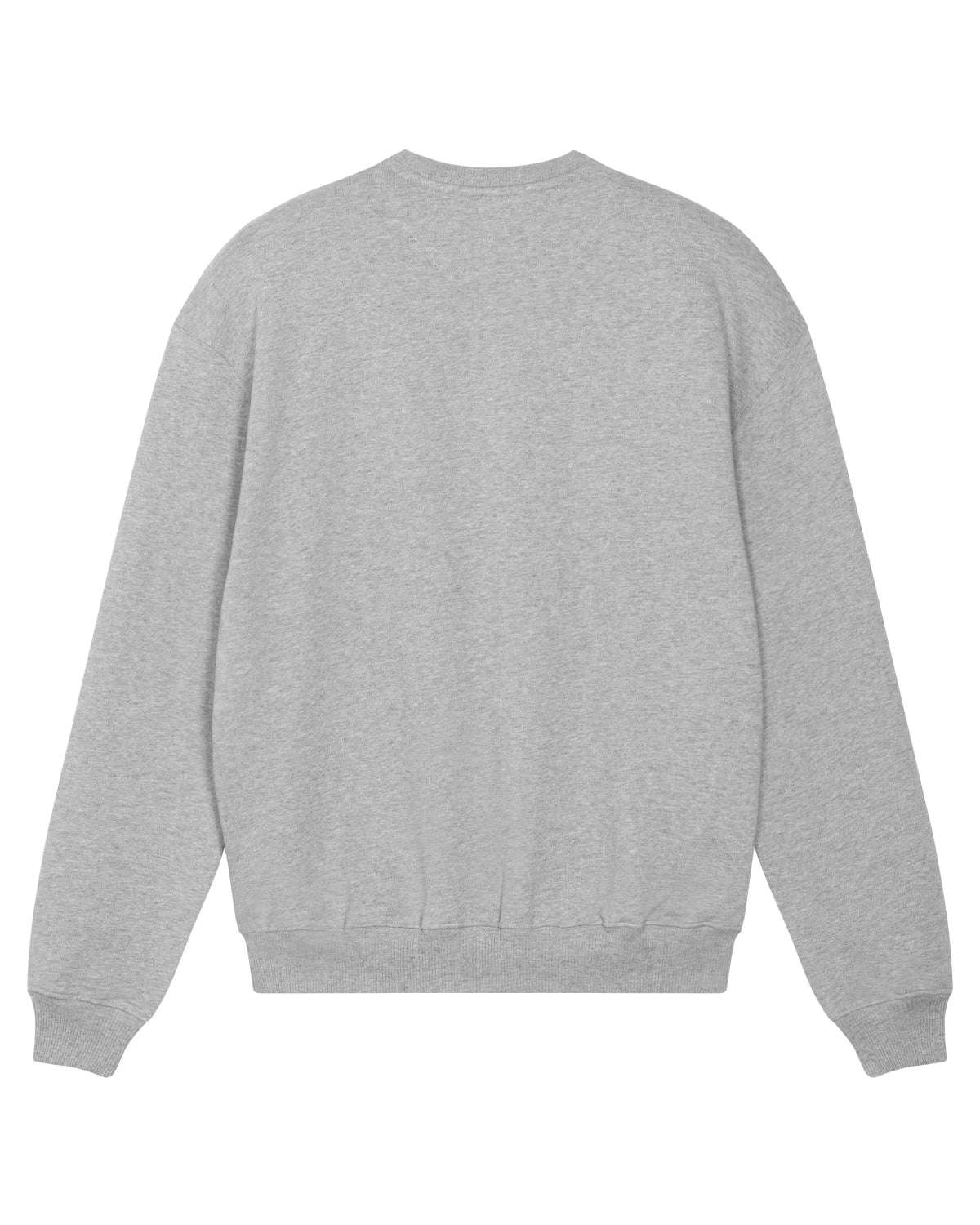 back view of a light grey unisex cotton hoodie isolated on white background