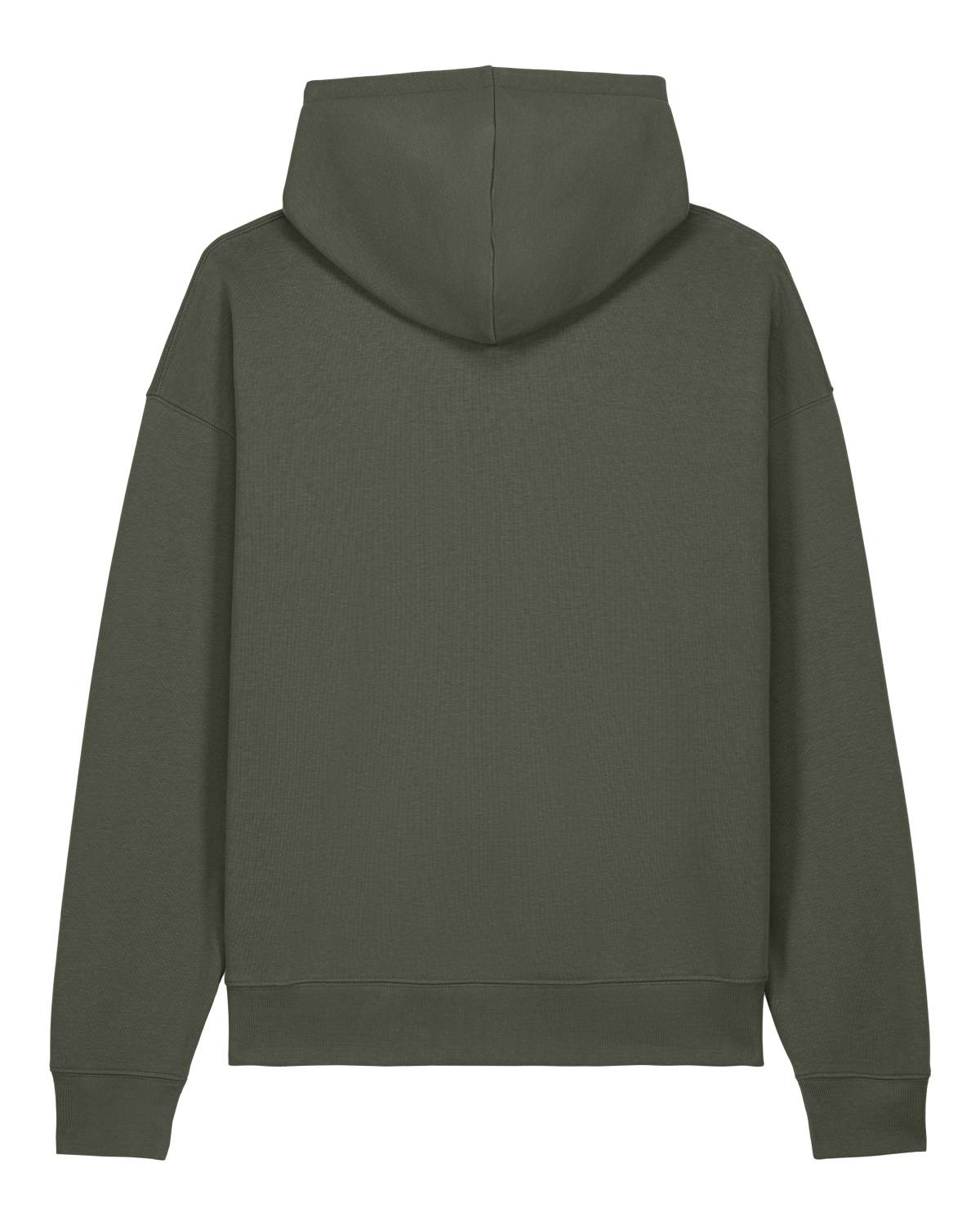 Green hoodie unisex cotton shown from the back on a white background