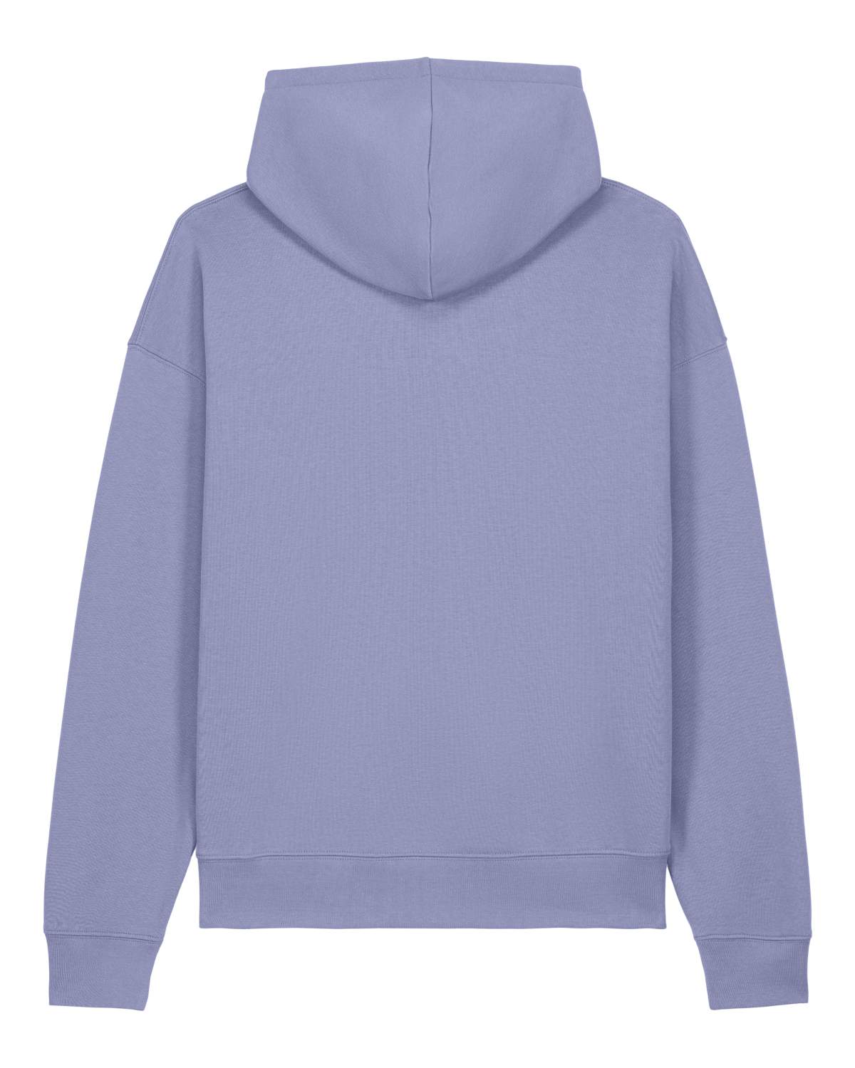 Purple unisex cotton hoodie shown from the back on a white background