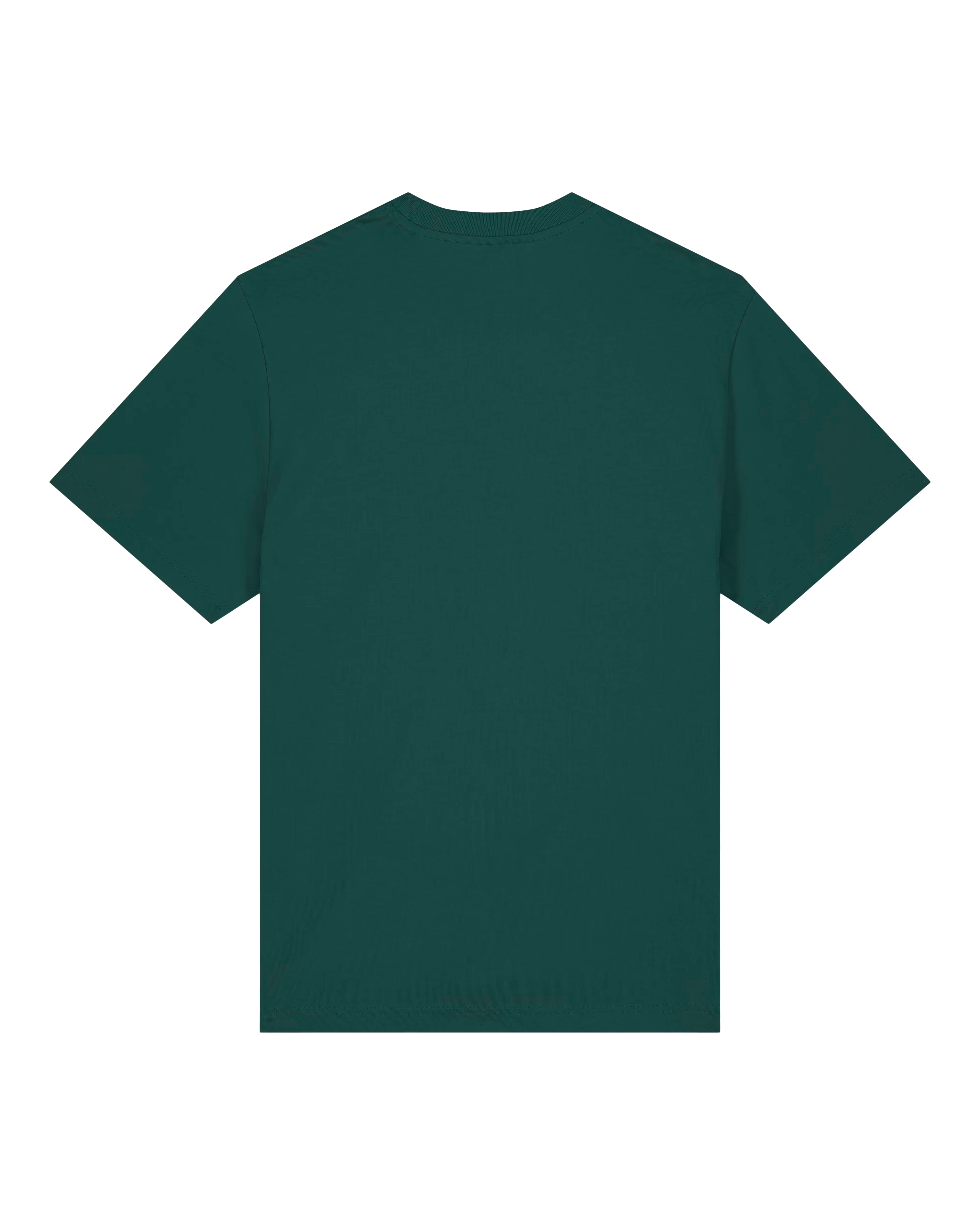 deep forest green unisex cotton t-shirt flat front view, organic cotton apparel