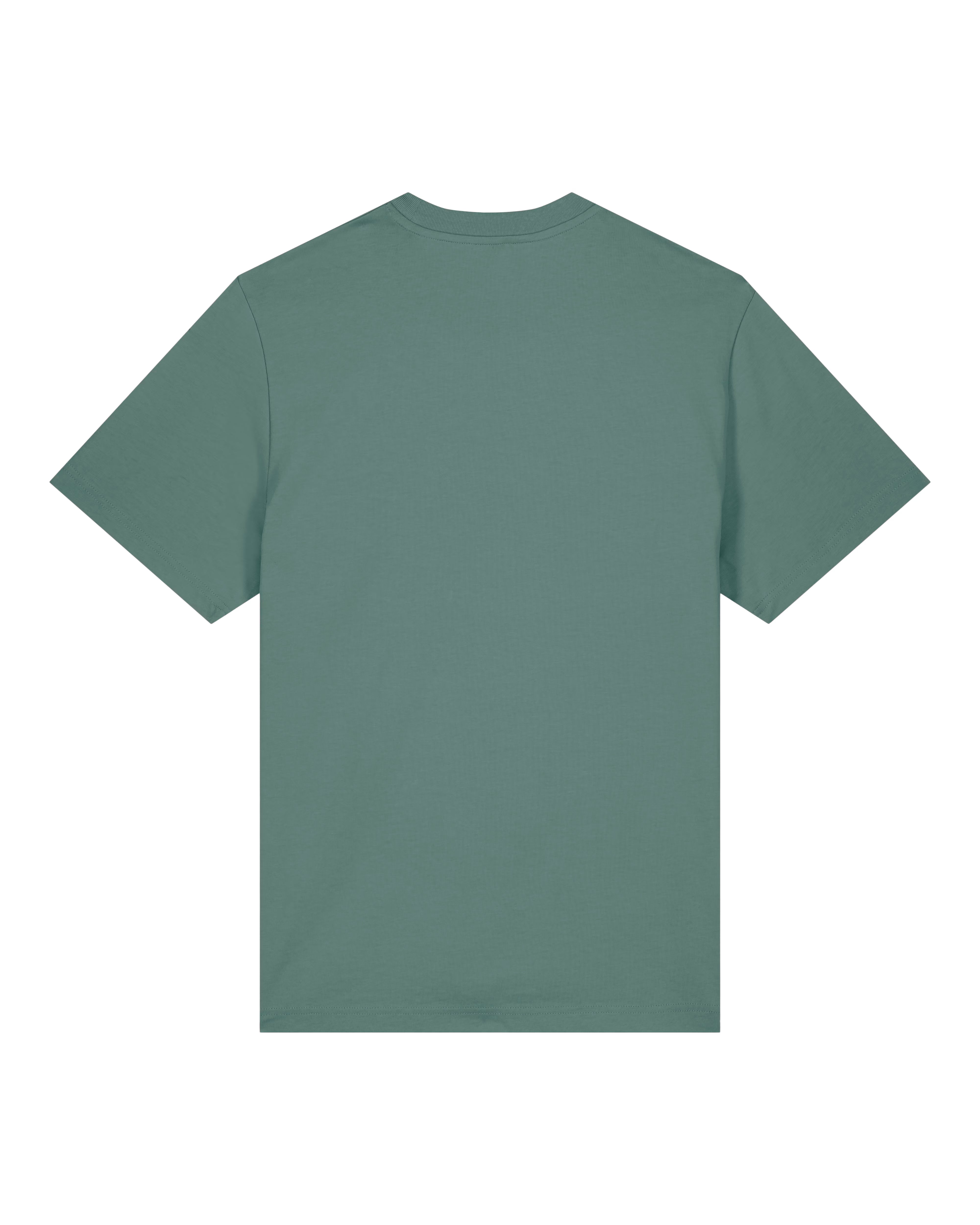 muted sage green unisex cotton t-shirt flat front view, organic customizable apparel