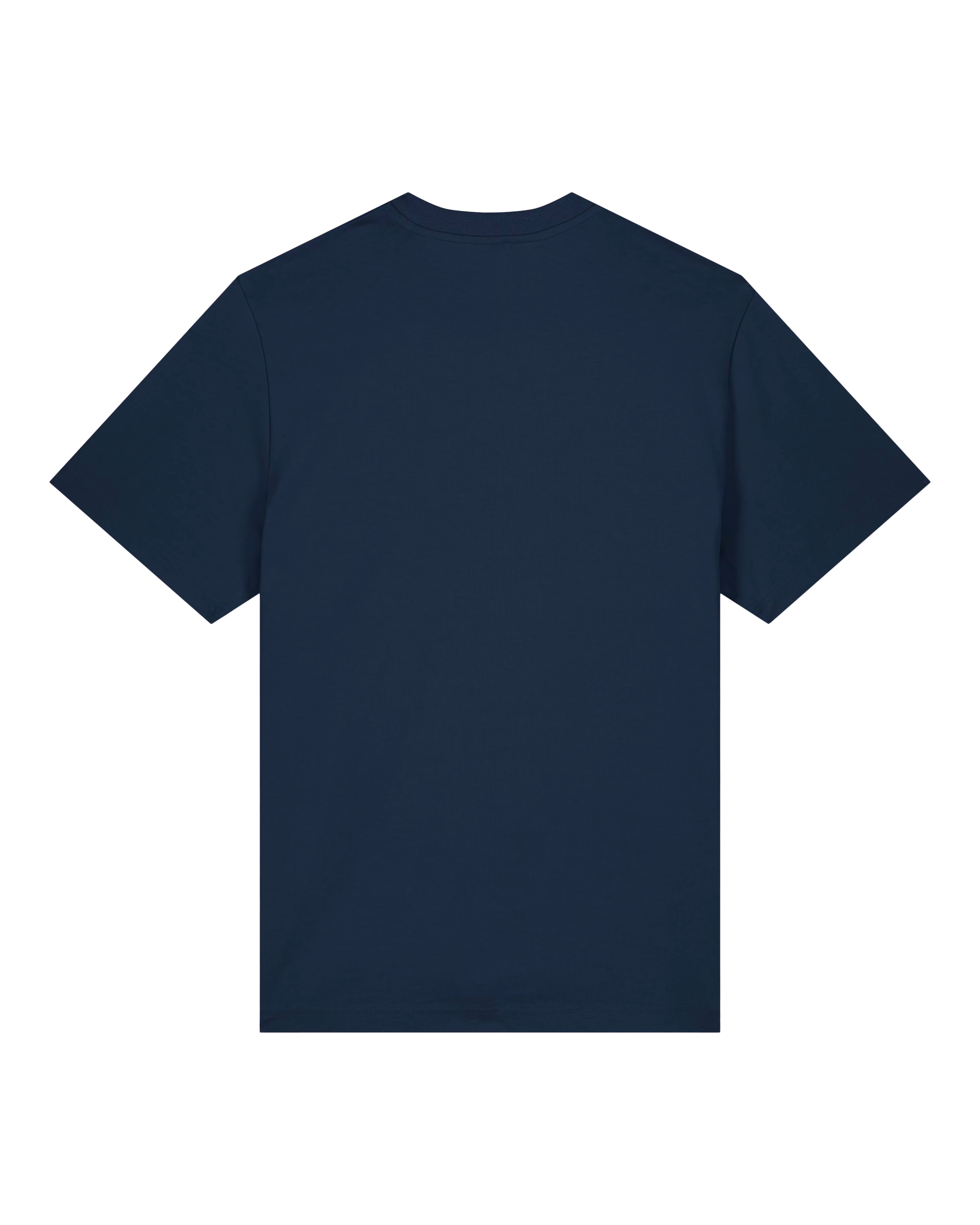 navy blue unisex cotton t-shirt flat back view