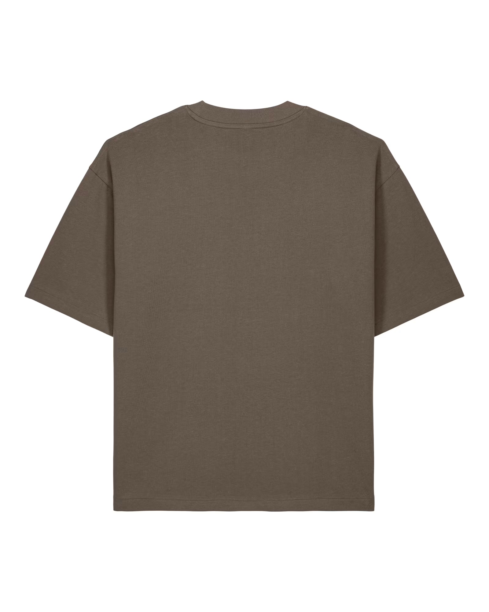 Back view of a brown unisex cotton t-shirt isolated on white background