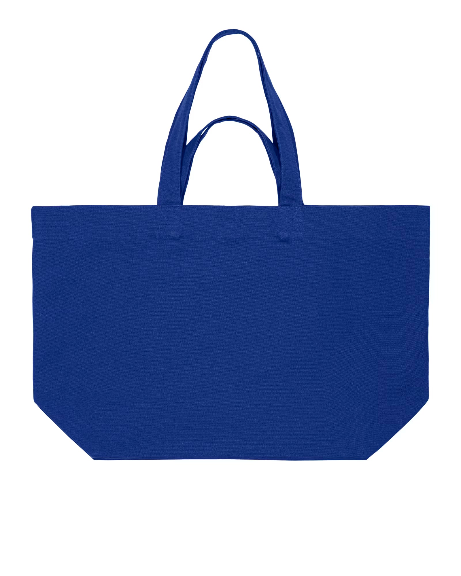 royal blue structured canvas tote bag studio front view