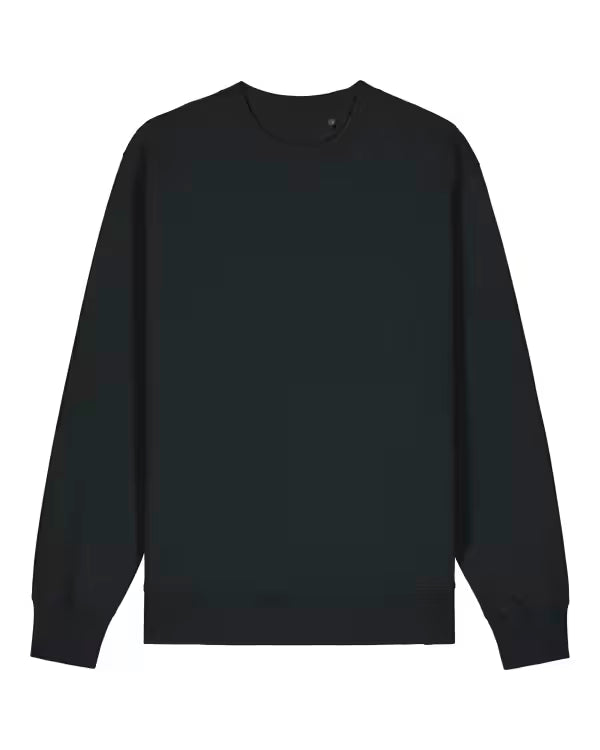black unisex crewneck sweatshirt flat front view