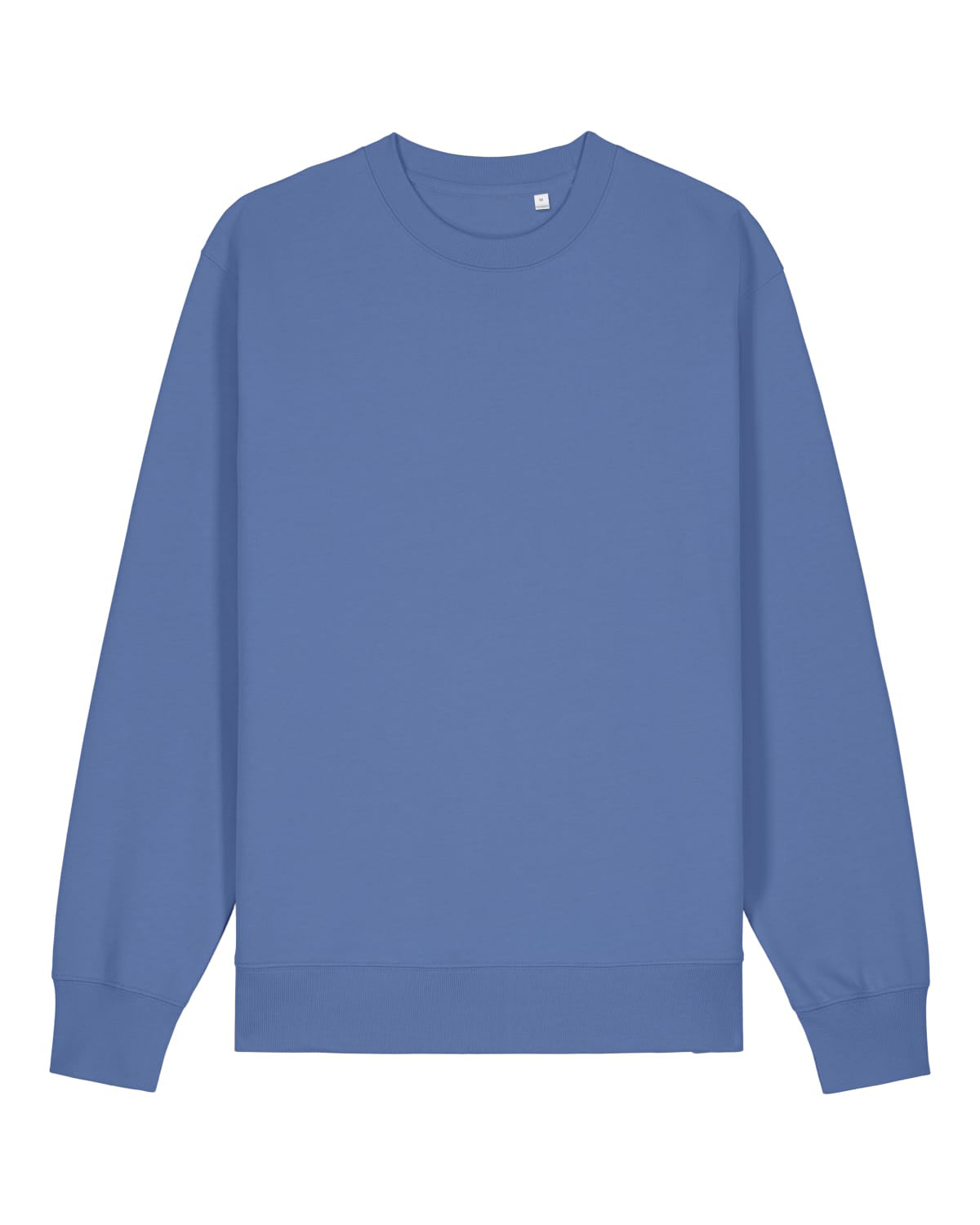 Blue unisex cotton sweatshirt on a white background