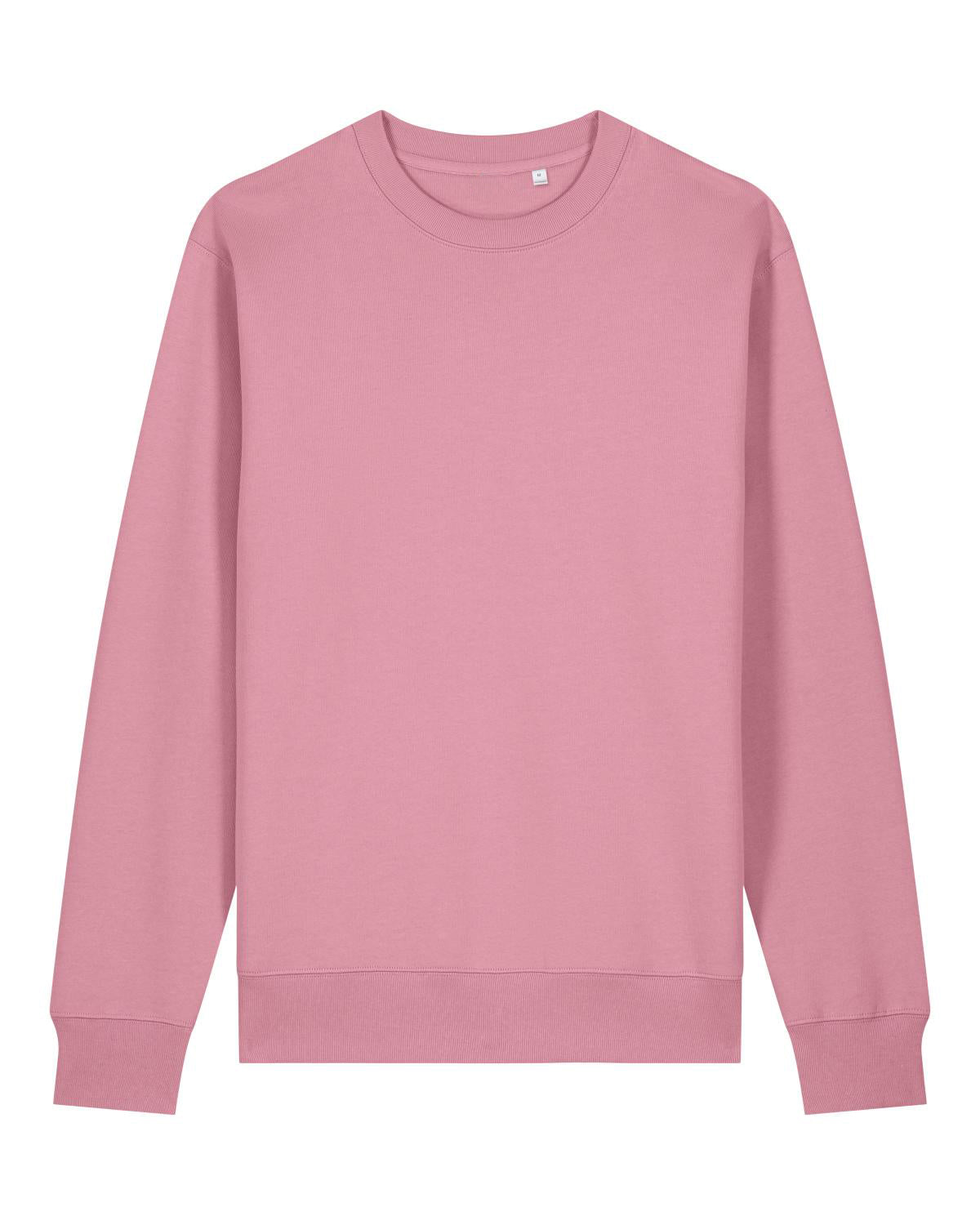 Pink unisex cotton sweatshirt on a white background