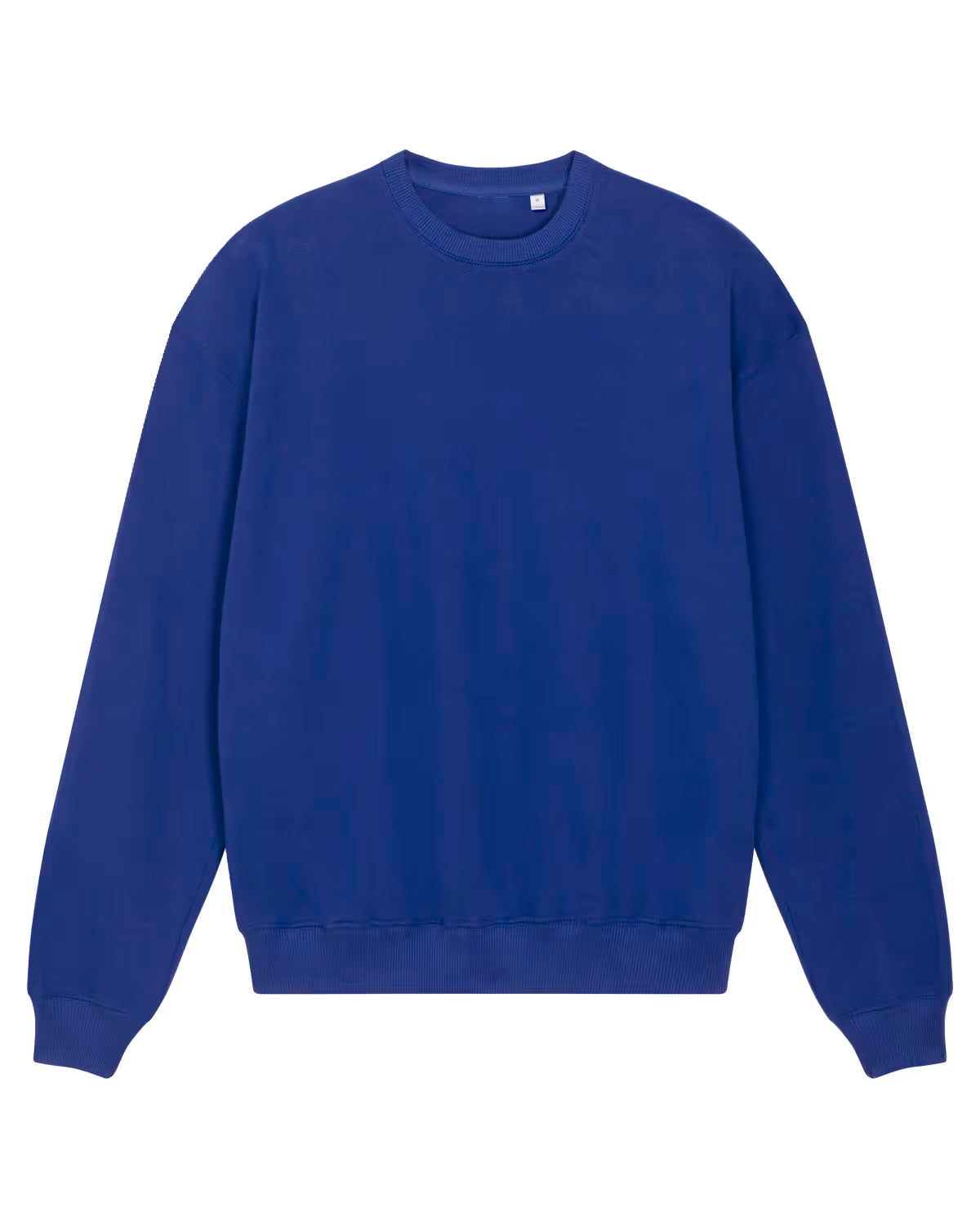 Front view of a royal blue unisex cotton hoodie isolated on white background