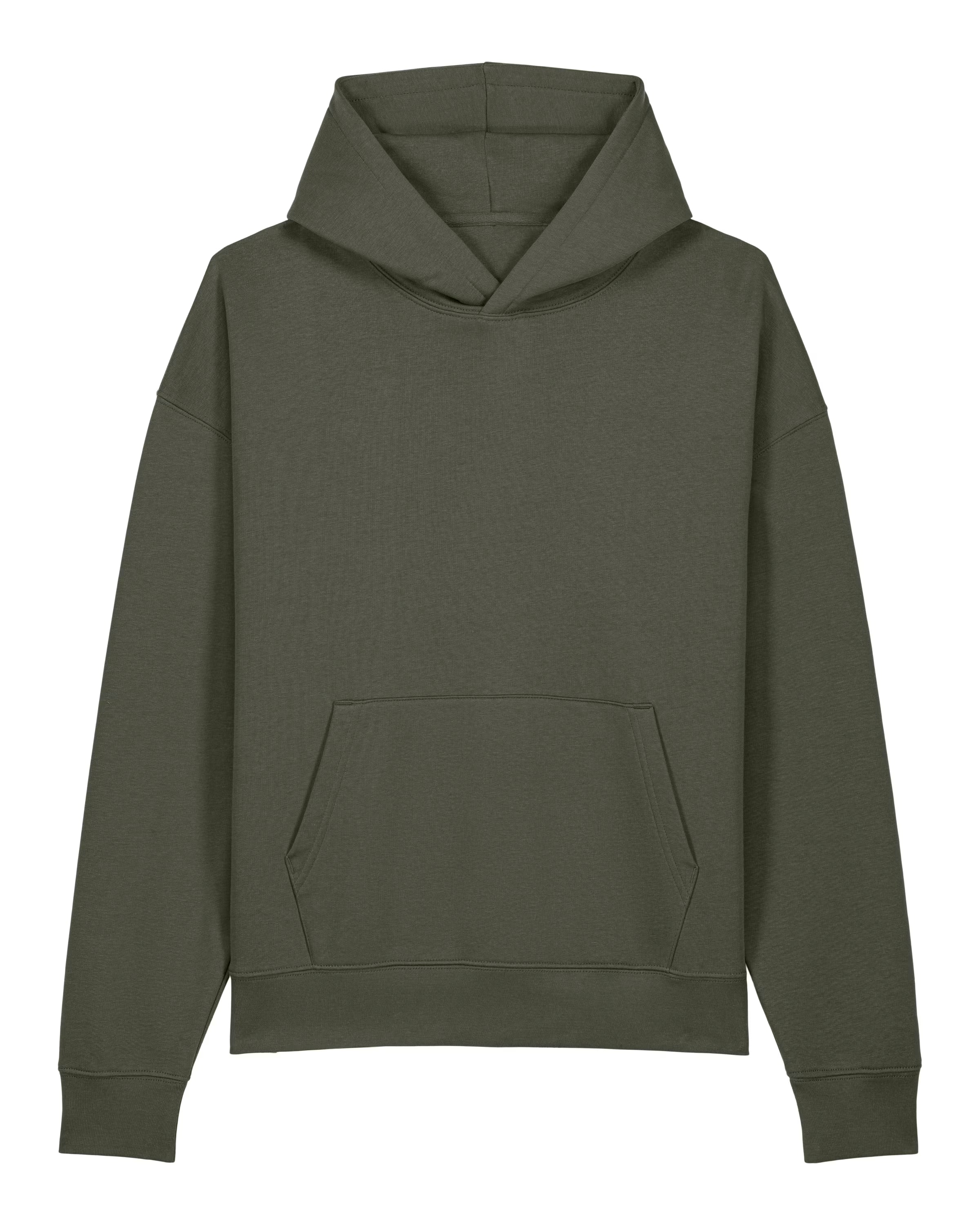 Green unisex cotton hoodie on a white background