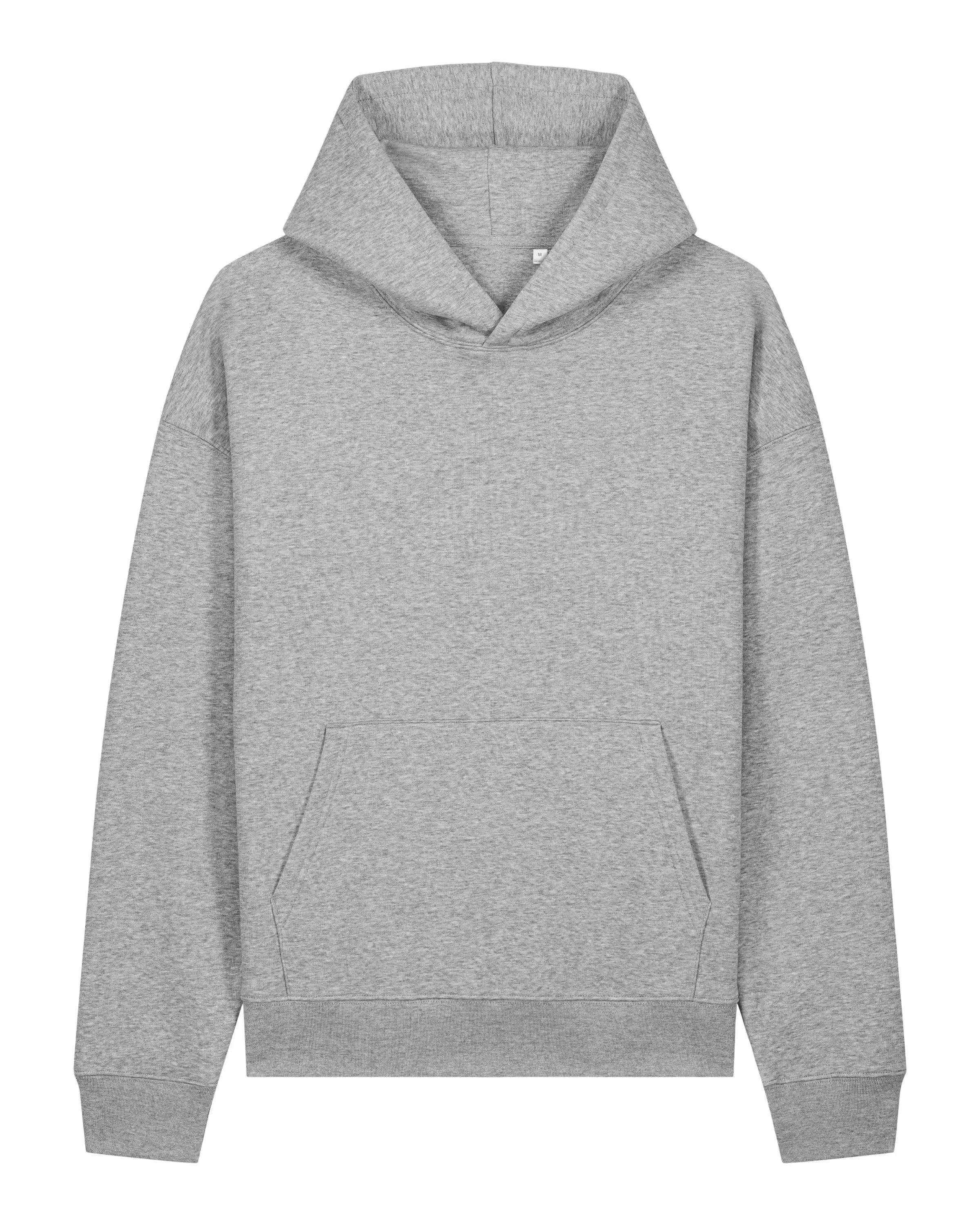 light gray unisex hoodie front view, organic cotton customizable sweatshirt