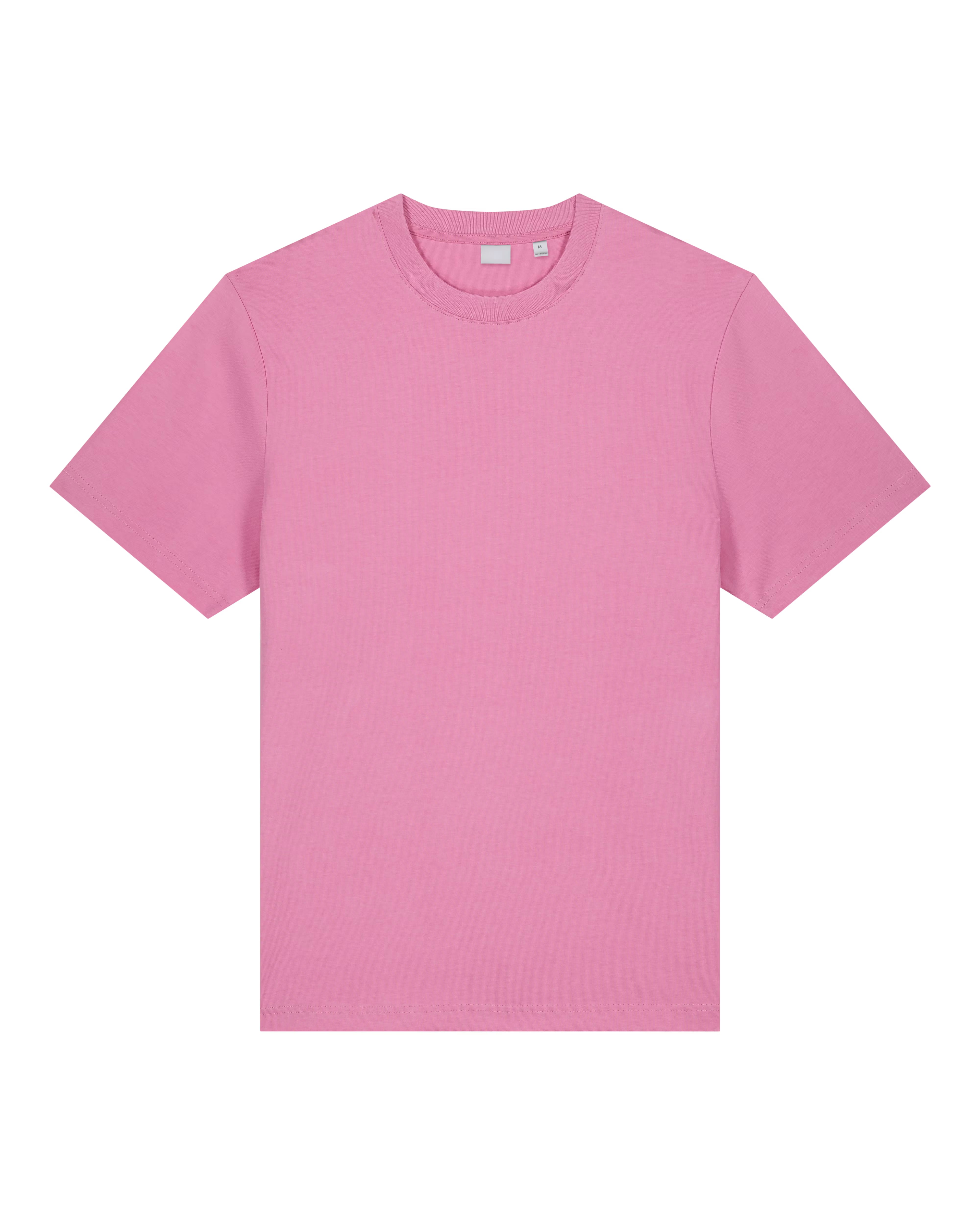 soft pink unisex cotton t-shirt front view, organic customizable apparel