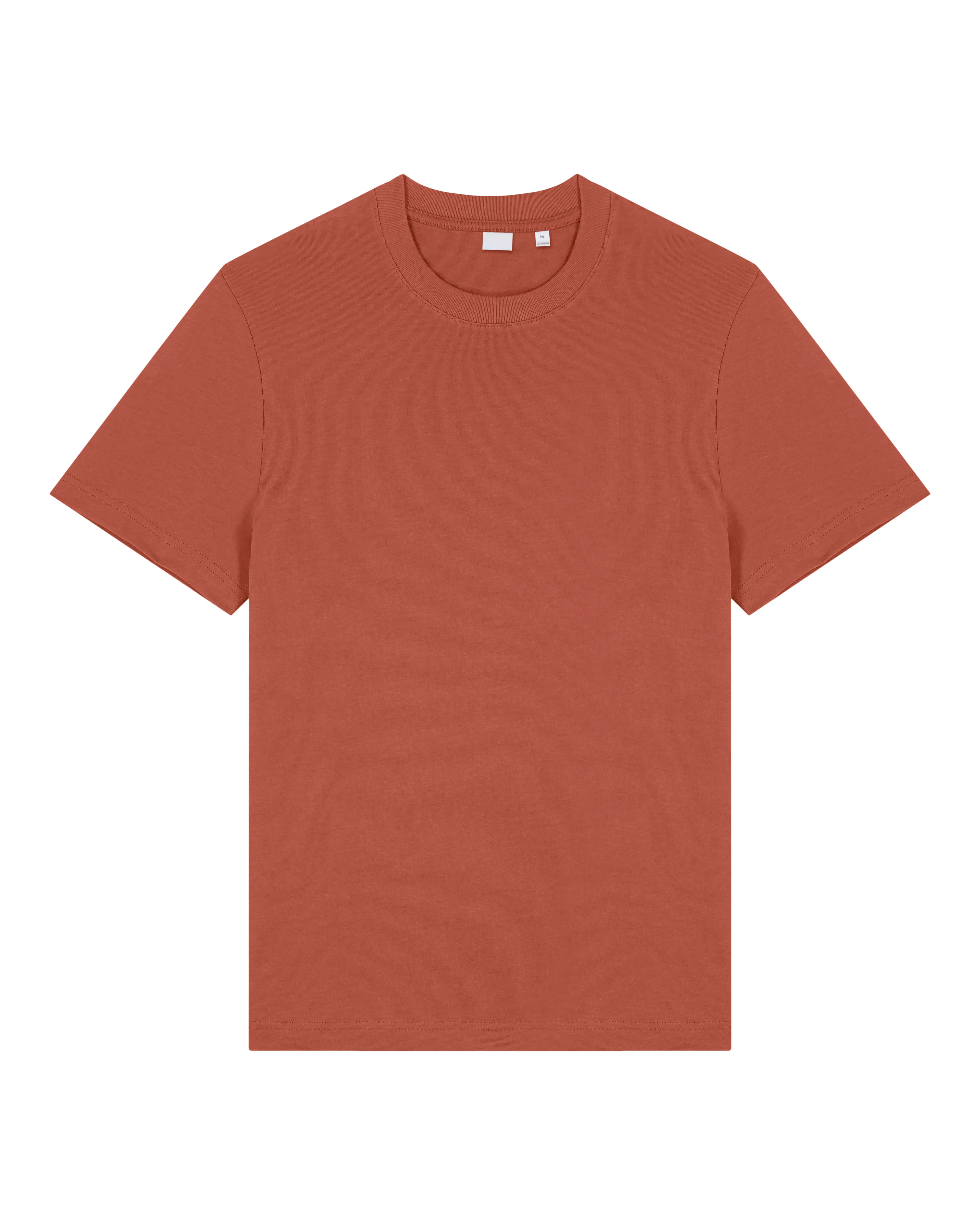 brick red unisex cotton t-shirt studio front view