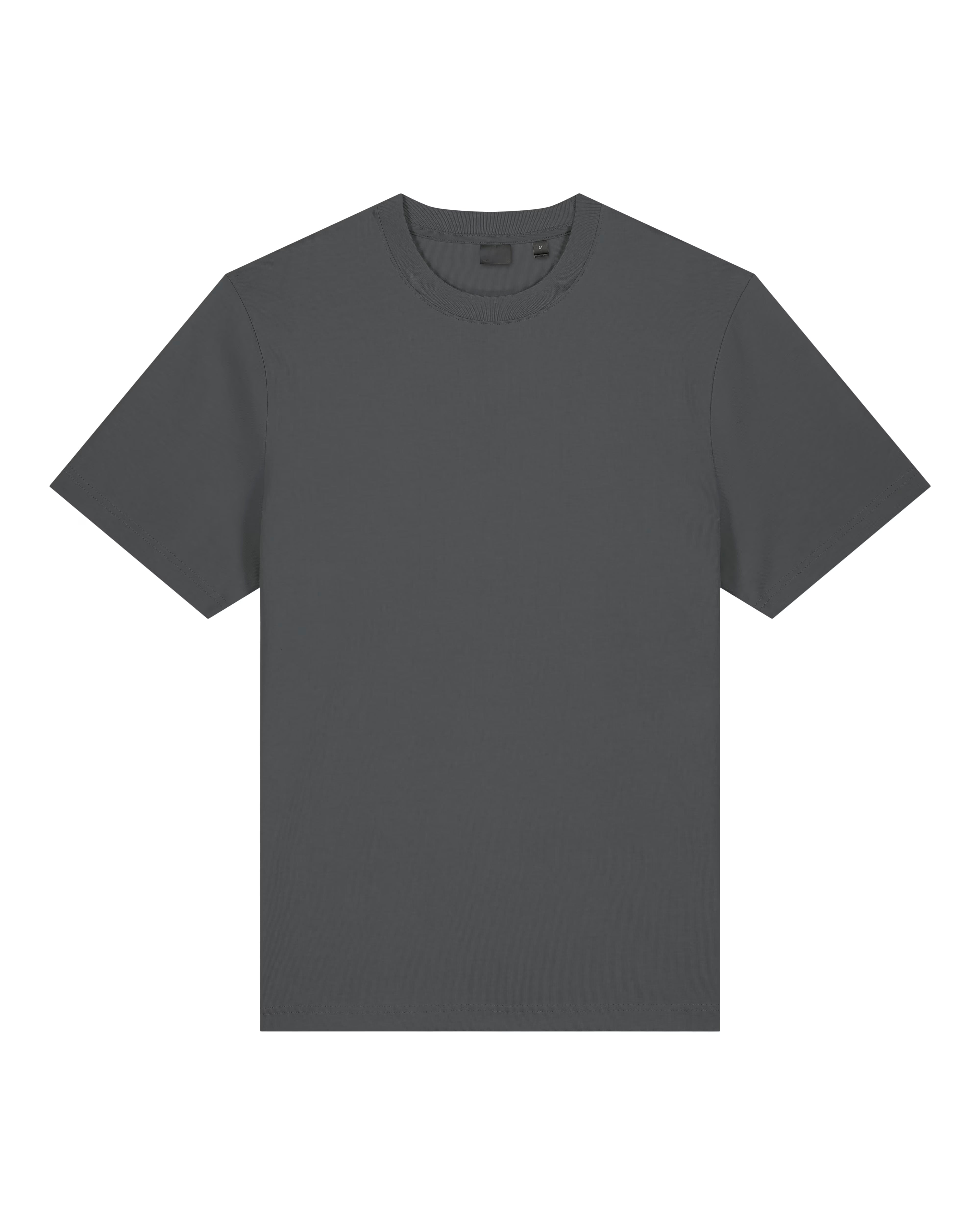 Plain dark gray t-shirt front view on a white background