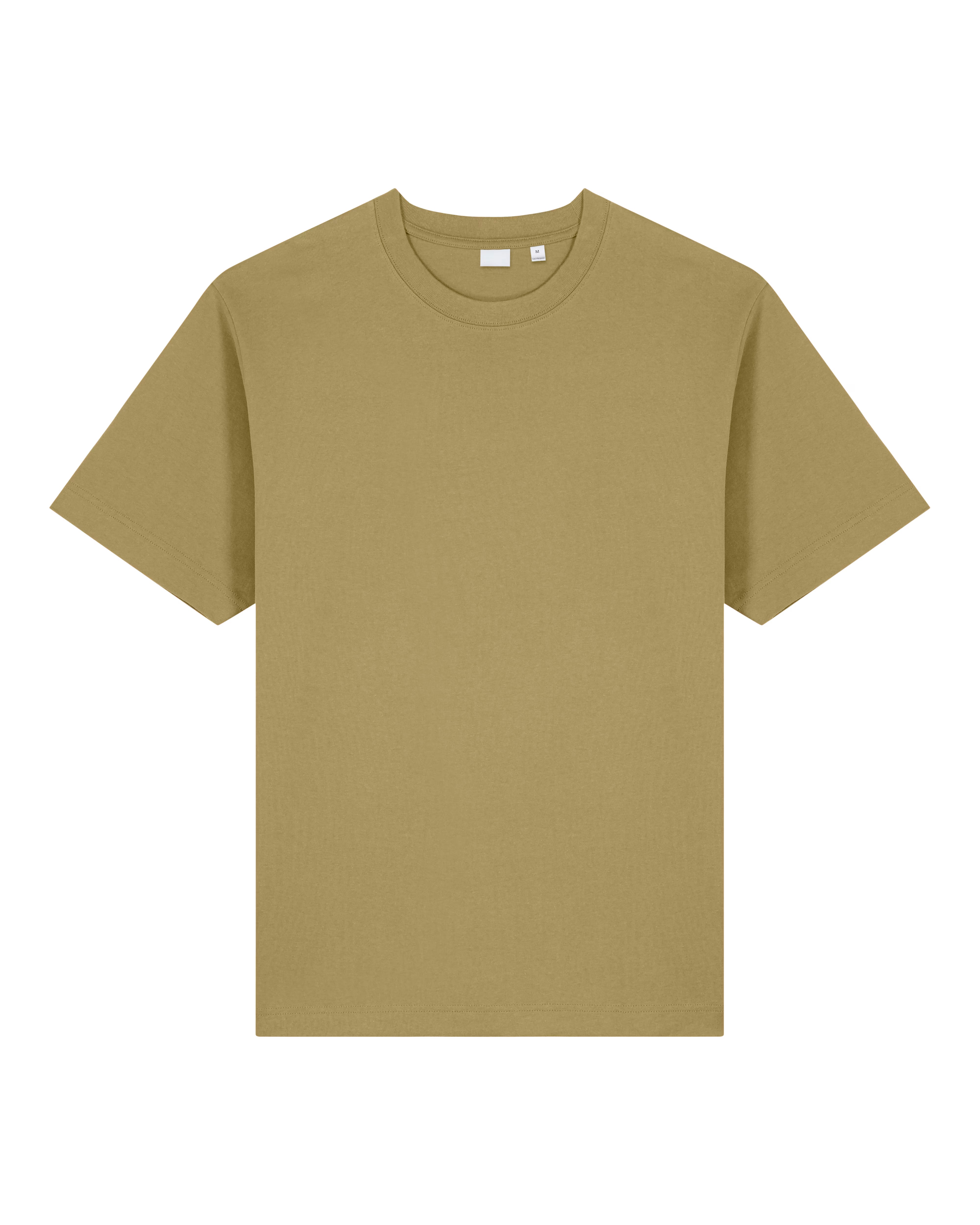 olive green unisex cotton t-shirt studio front view