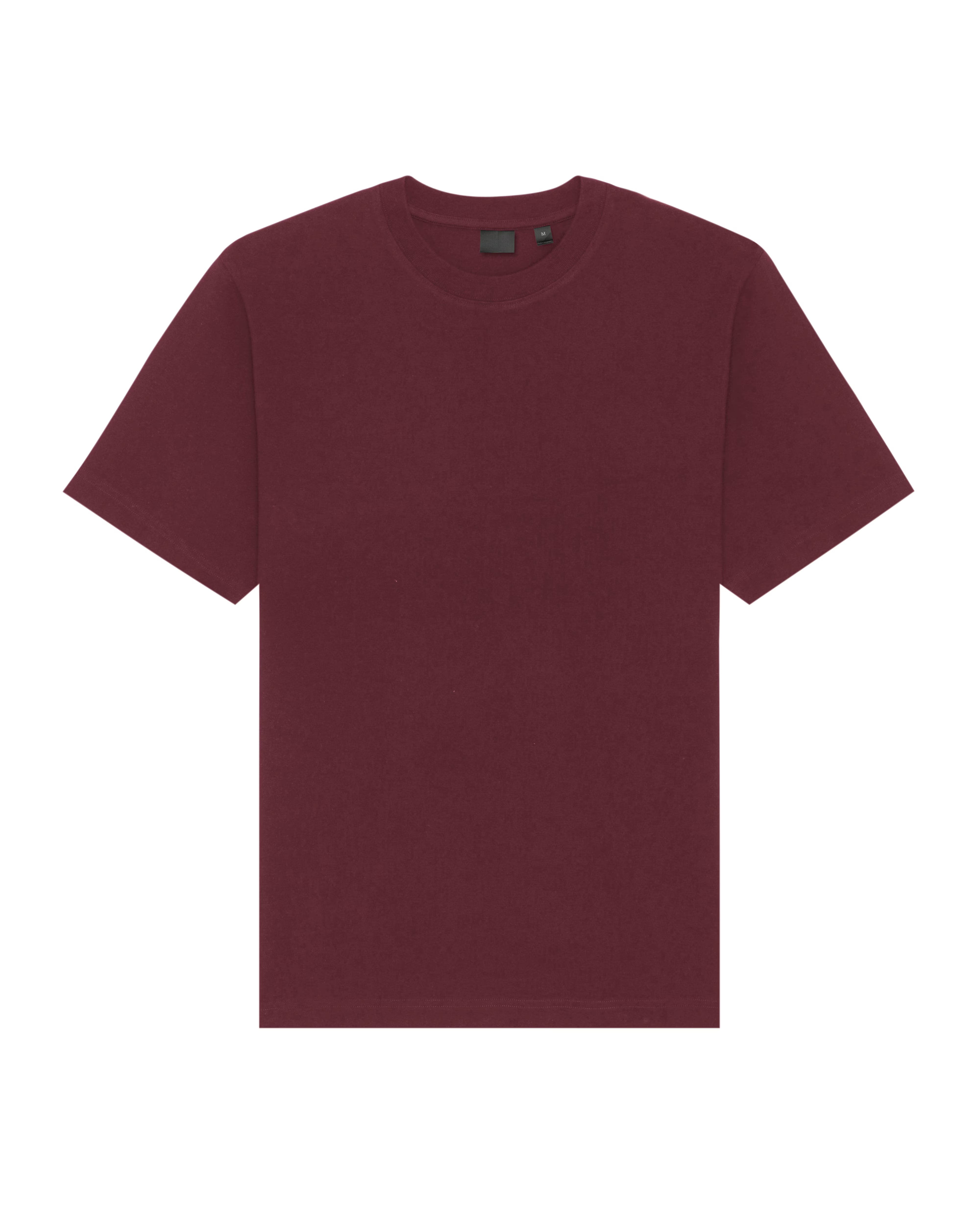 deep burgundy unisex cotton t-shirt studio front view