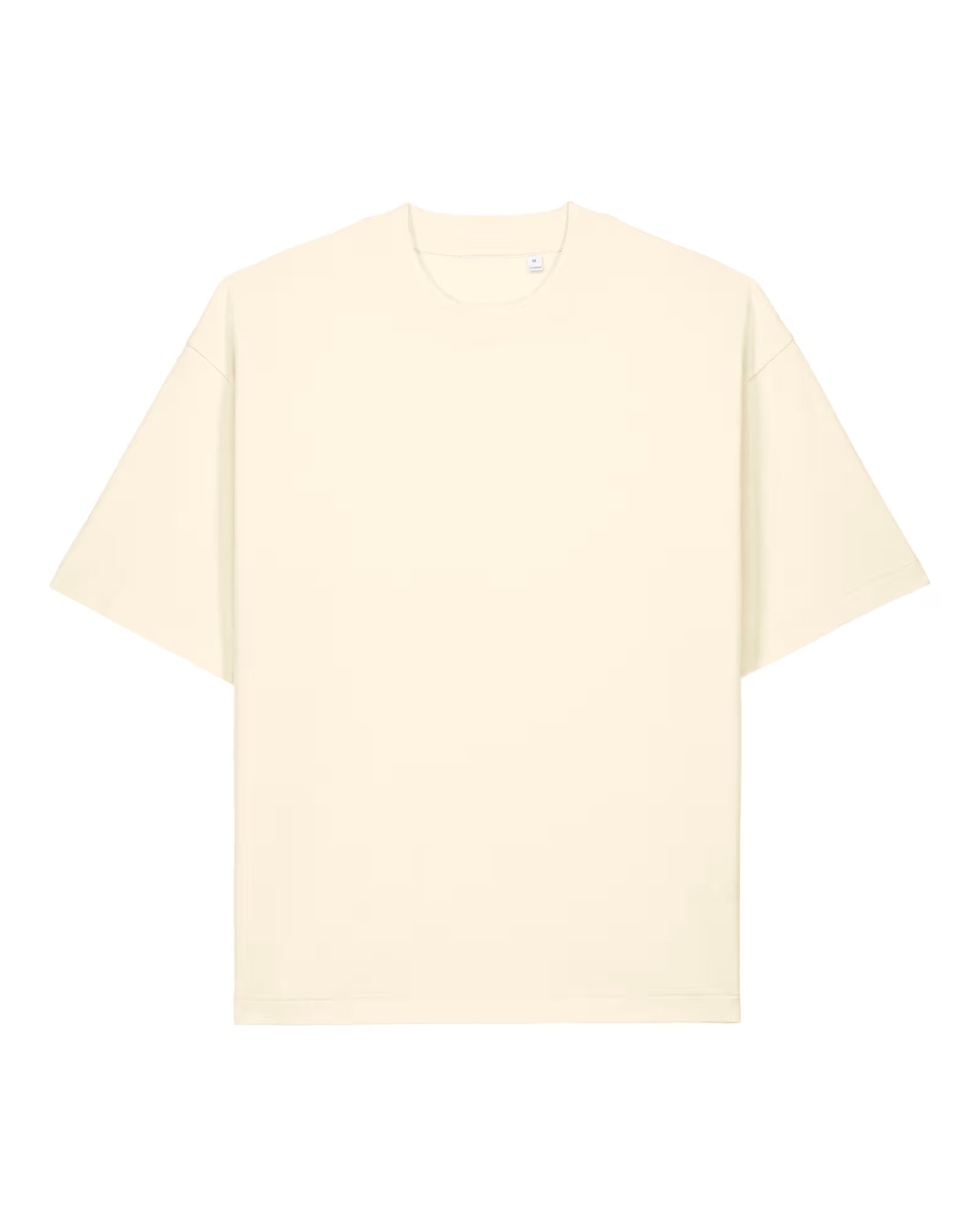 Front view of a natural beige unisex cotton t-shirt isolated on white background