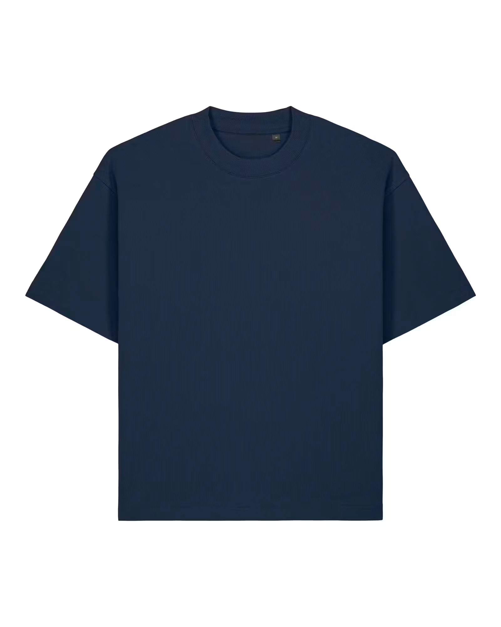 Front view of a navy blue unisex cotton t-shirt isolated on white background