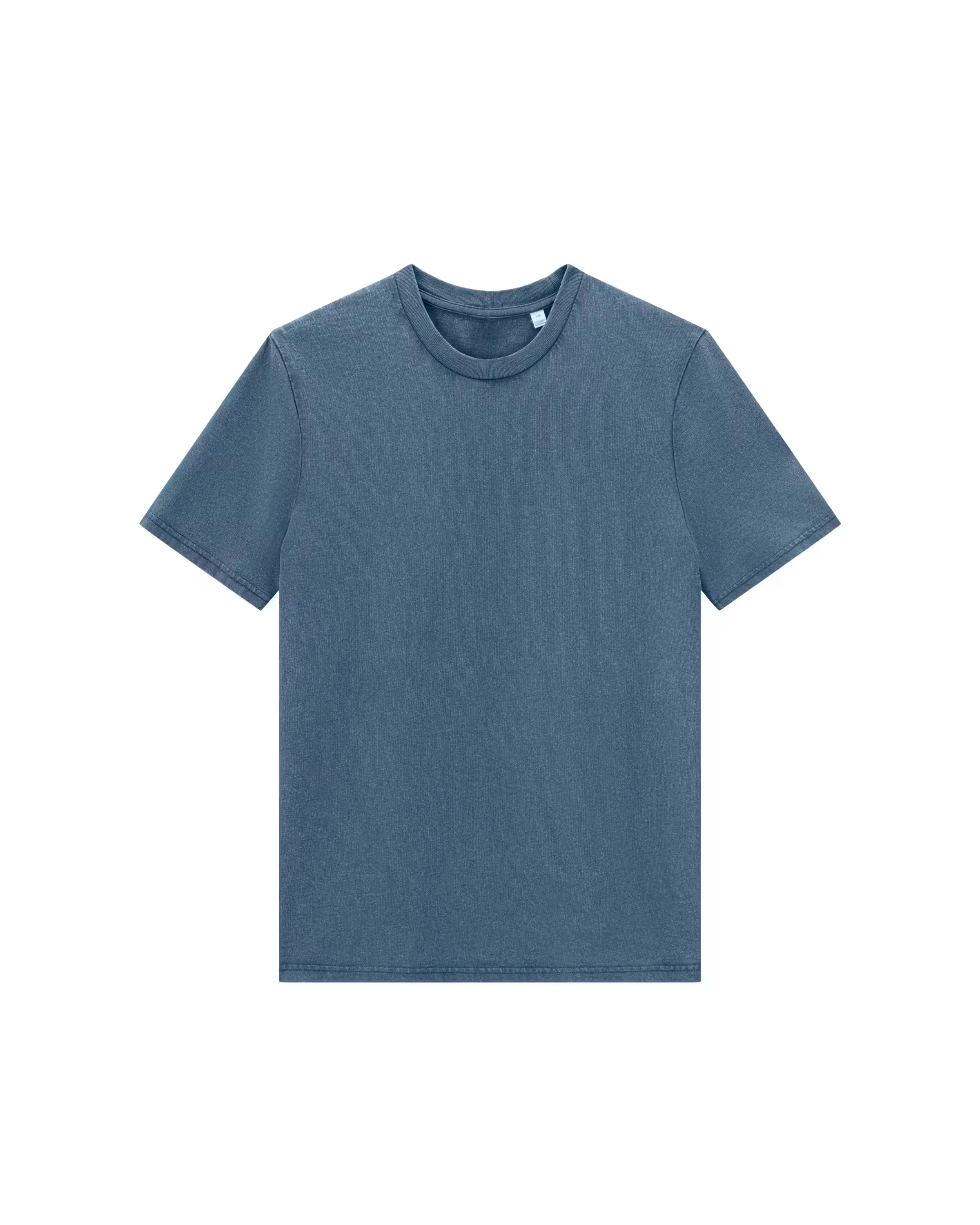 Blue unisex cotton t-shirt on a white background