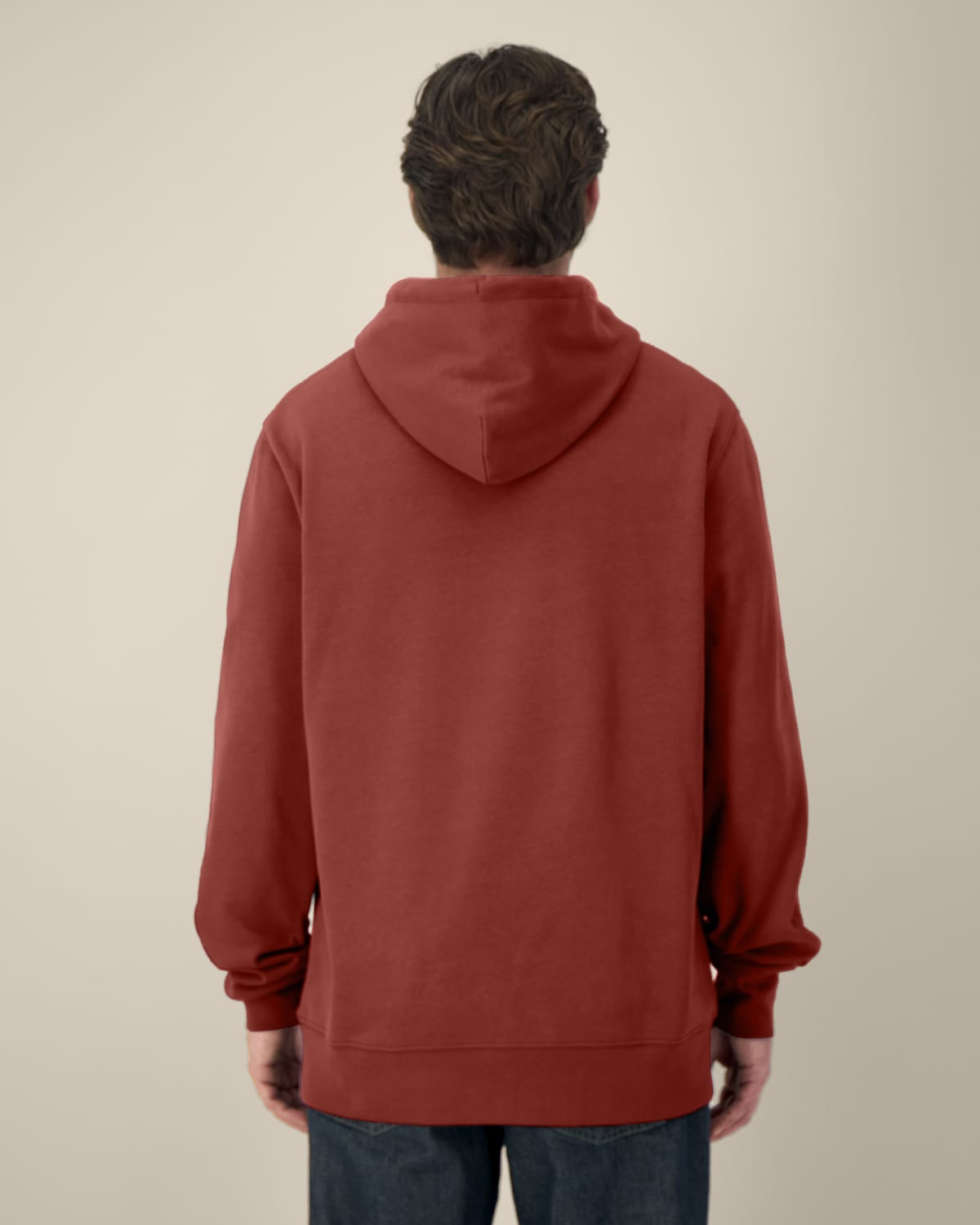 The Ashford Hoodie red hoodie back view on male model