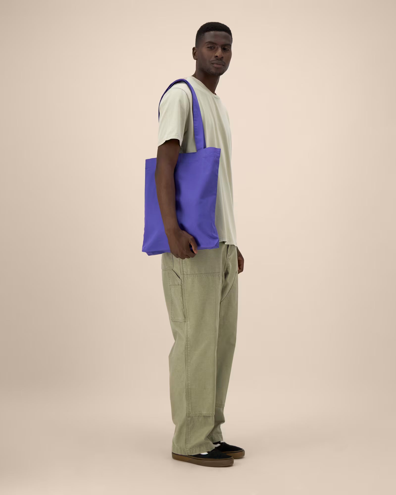 royal blue unisex canvas tote bag on model