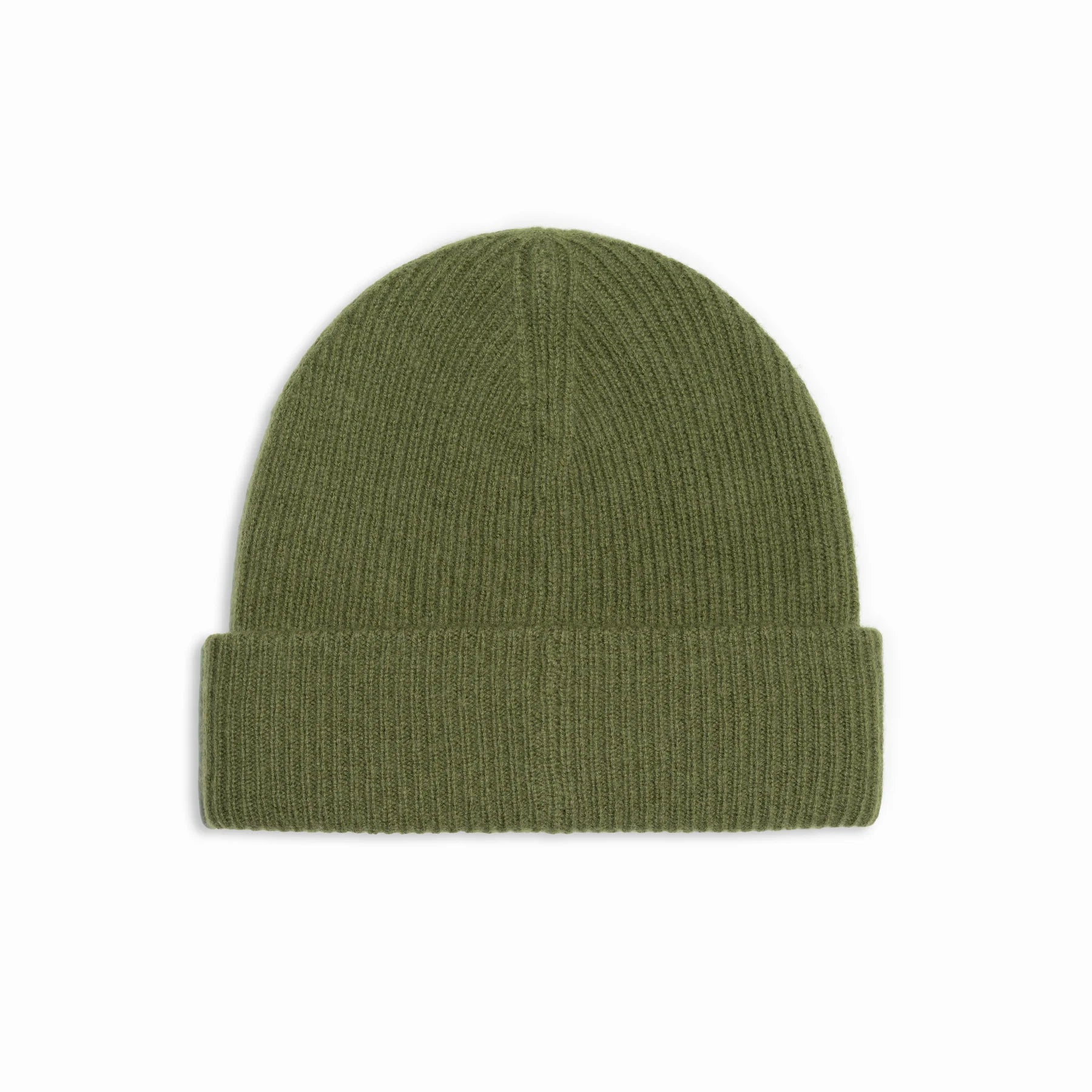 The Sunday Layer olive merino wool beanie front view