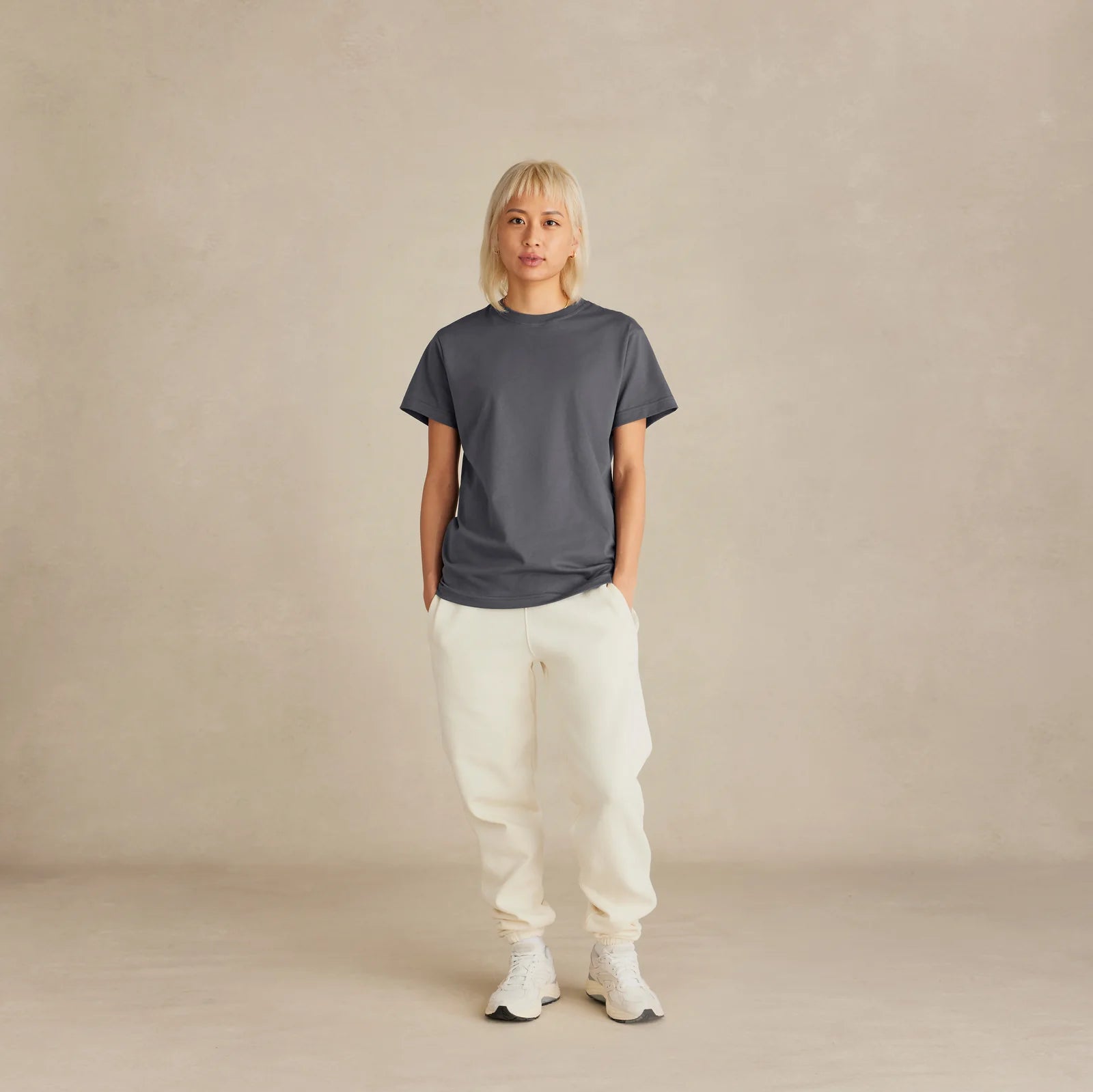 SoftLayer Tee charcoal worn on female model