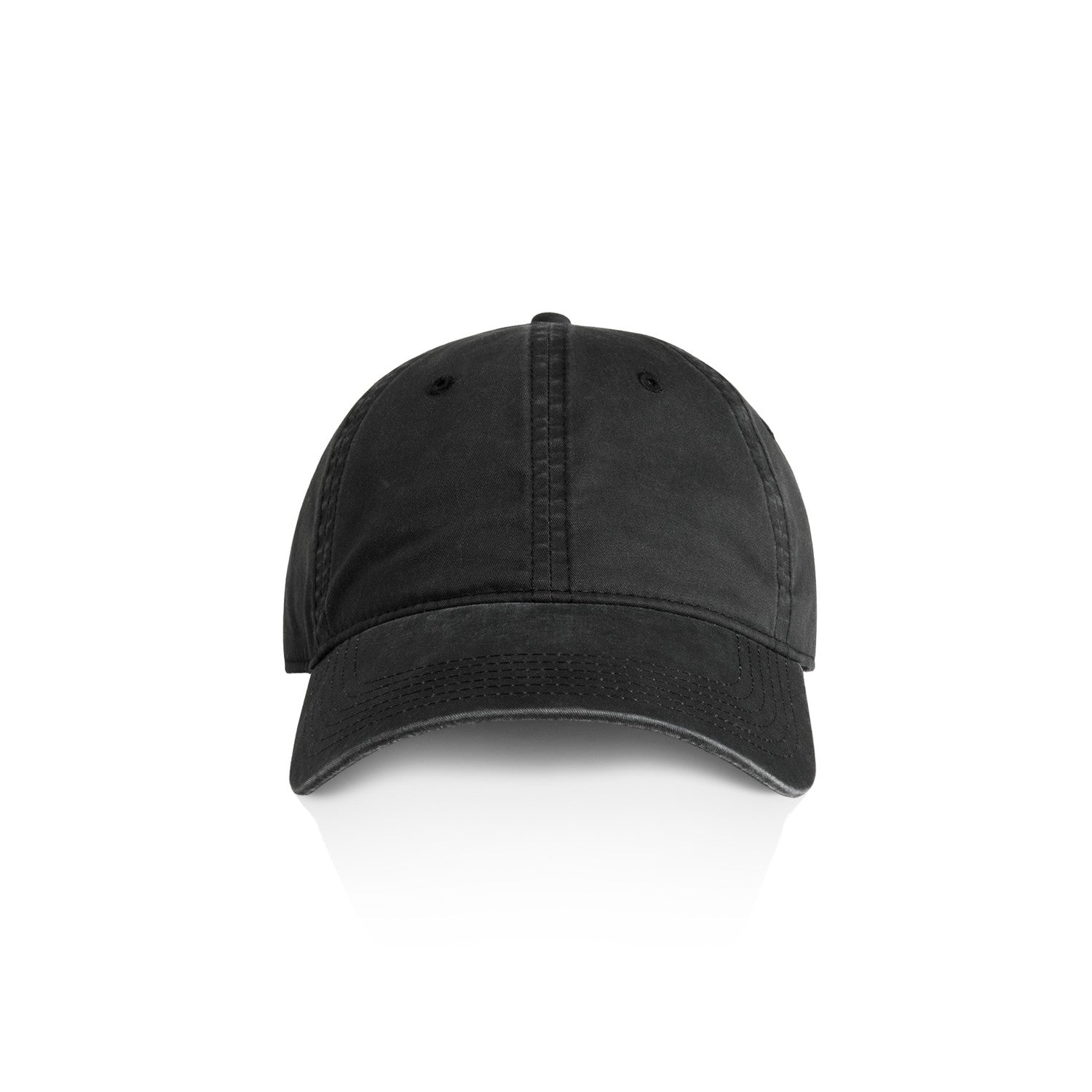 Black unisex cotton baseball cap on a white background
