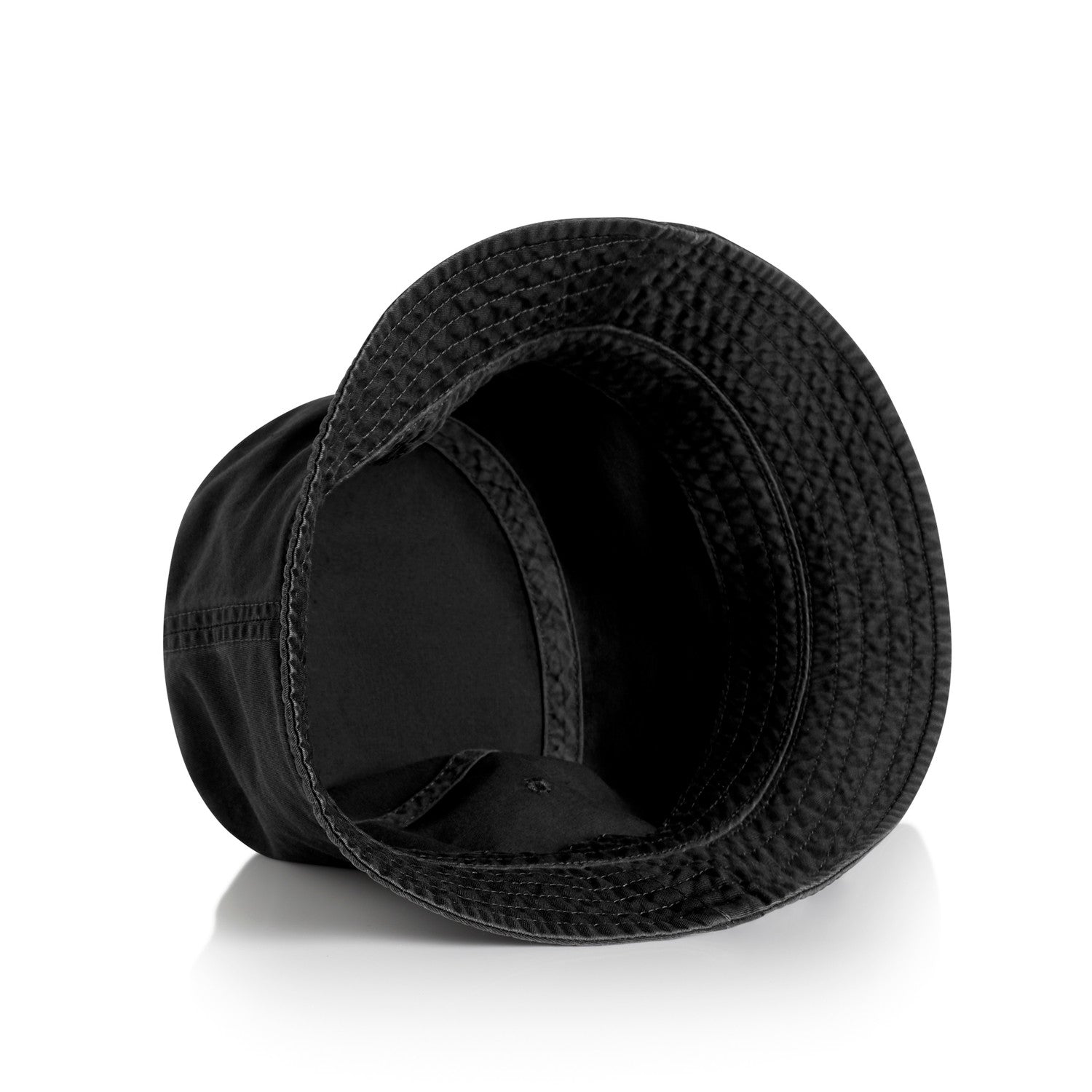 Black textured hat on a white background