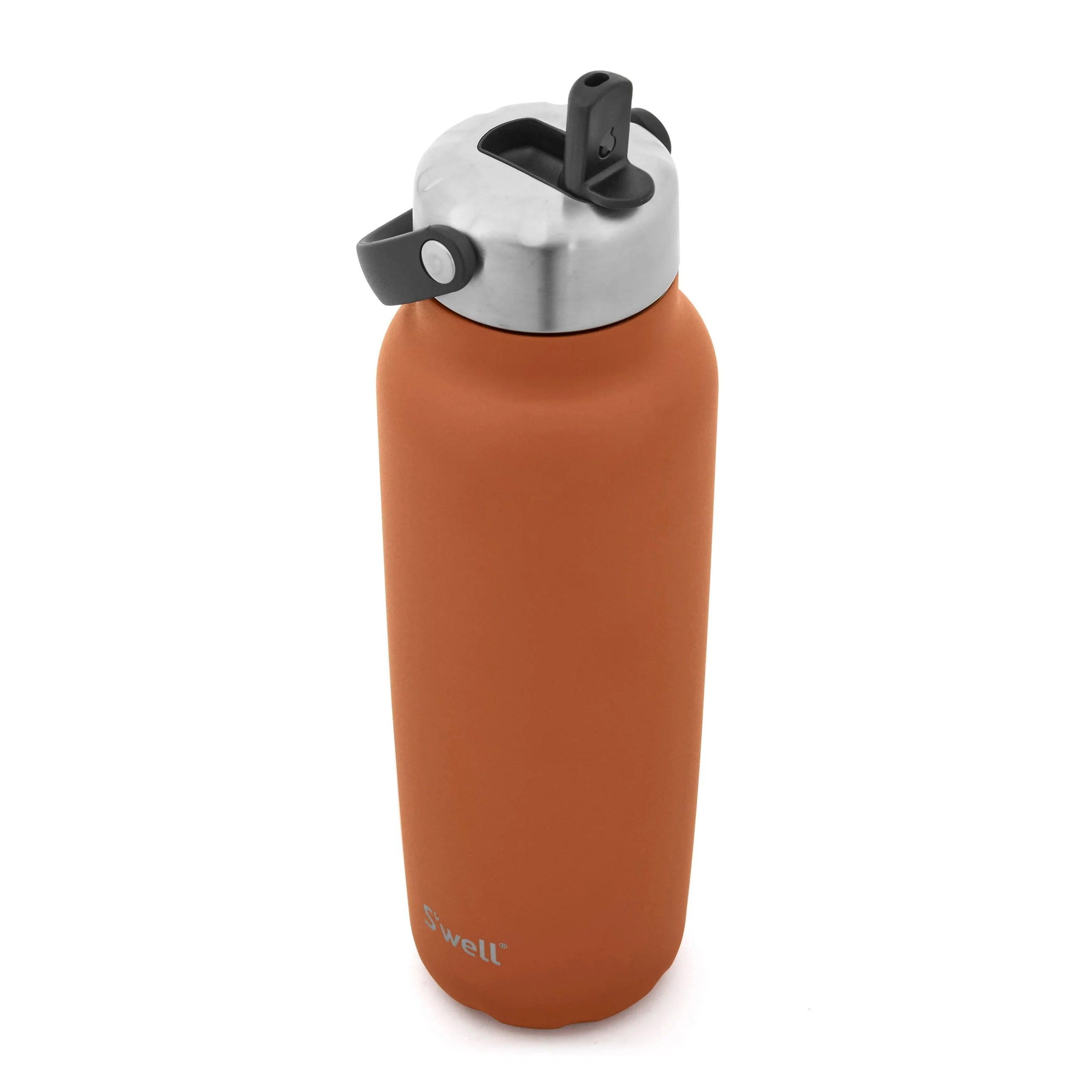 Orange 40 oz stainless steel insulated tumbler with flip straw lid for travel