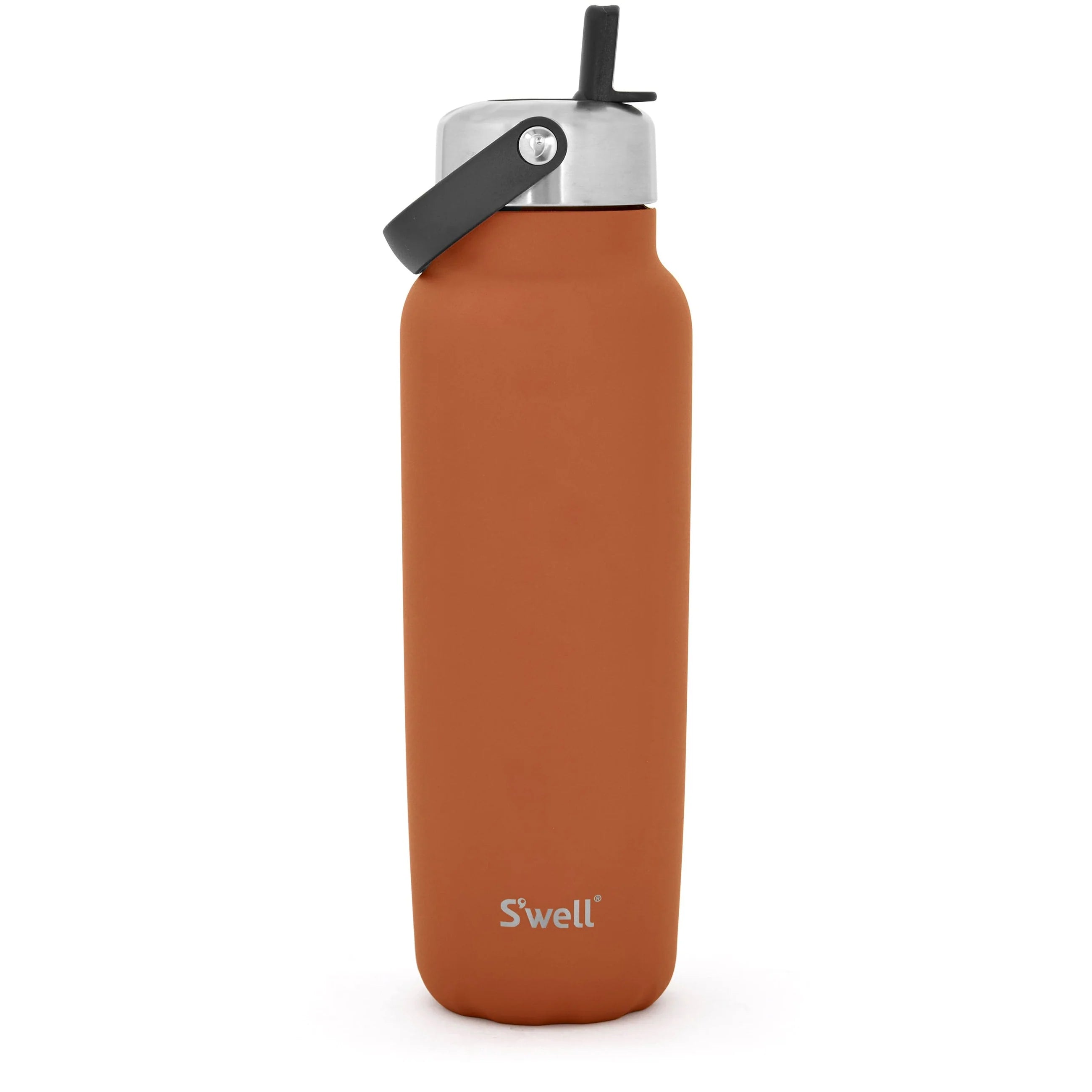 Orange 40 oz insulated tumbler with flip straw lid and carry handle
