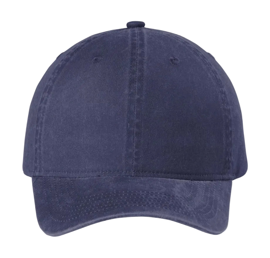 Navy blue adjustable baseball cap made of garment-washed cotton