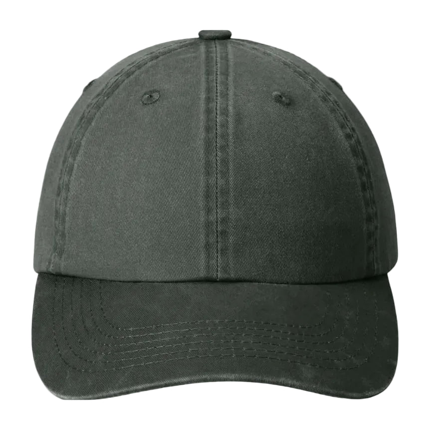 Dark green adjustable buckle dad cap front view