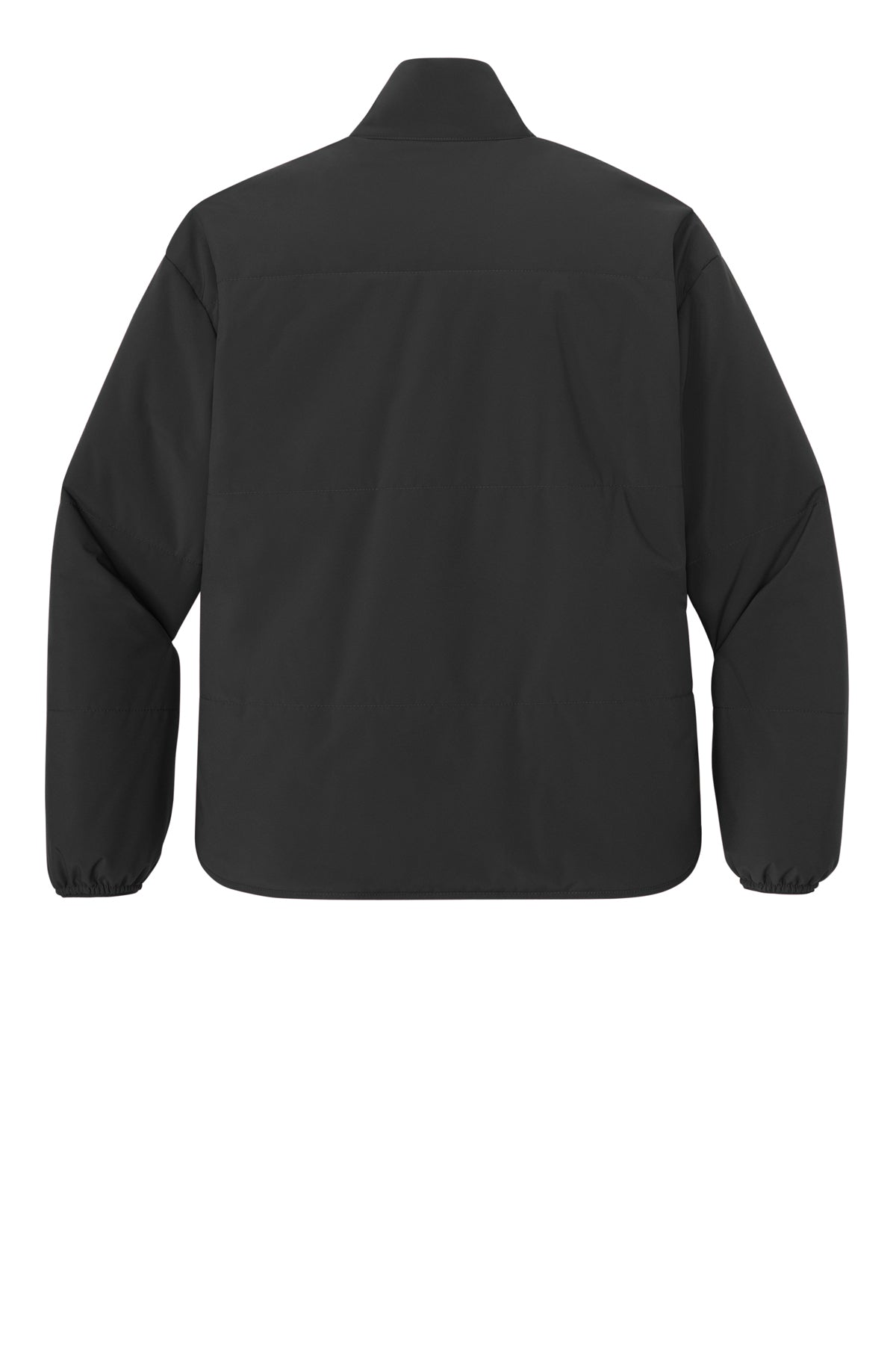 A black lightweight jacket with a stand-up collar, shown from the back against a plain white background.