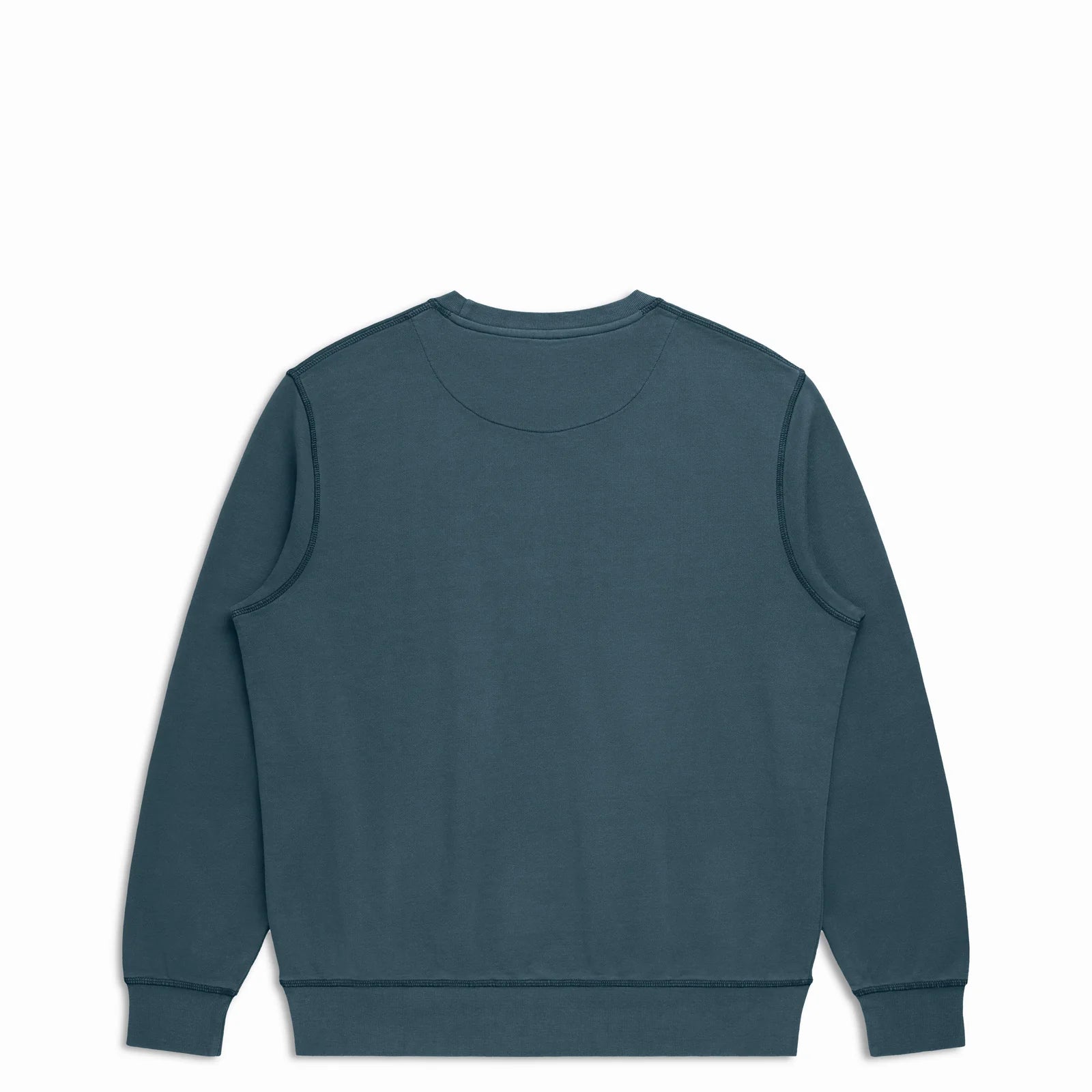 The Classic Crewneck deep teal sweatshirt back view flat lay