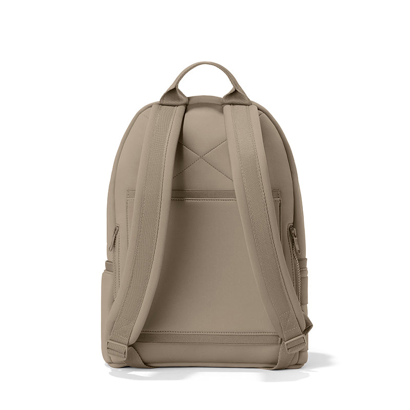 beige backpack back view with straps, eco-friendly lifestyle accessory